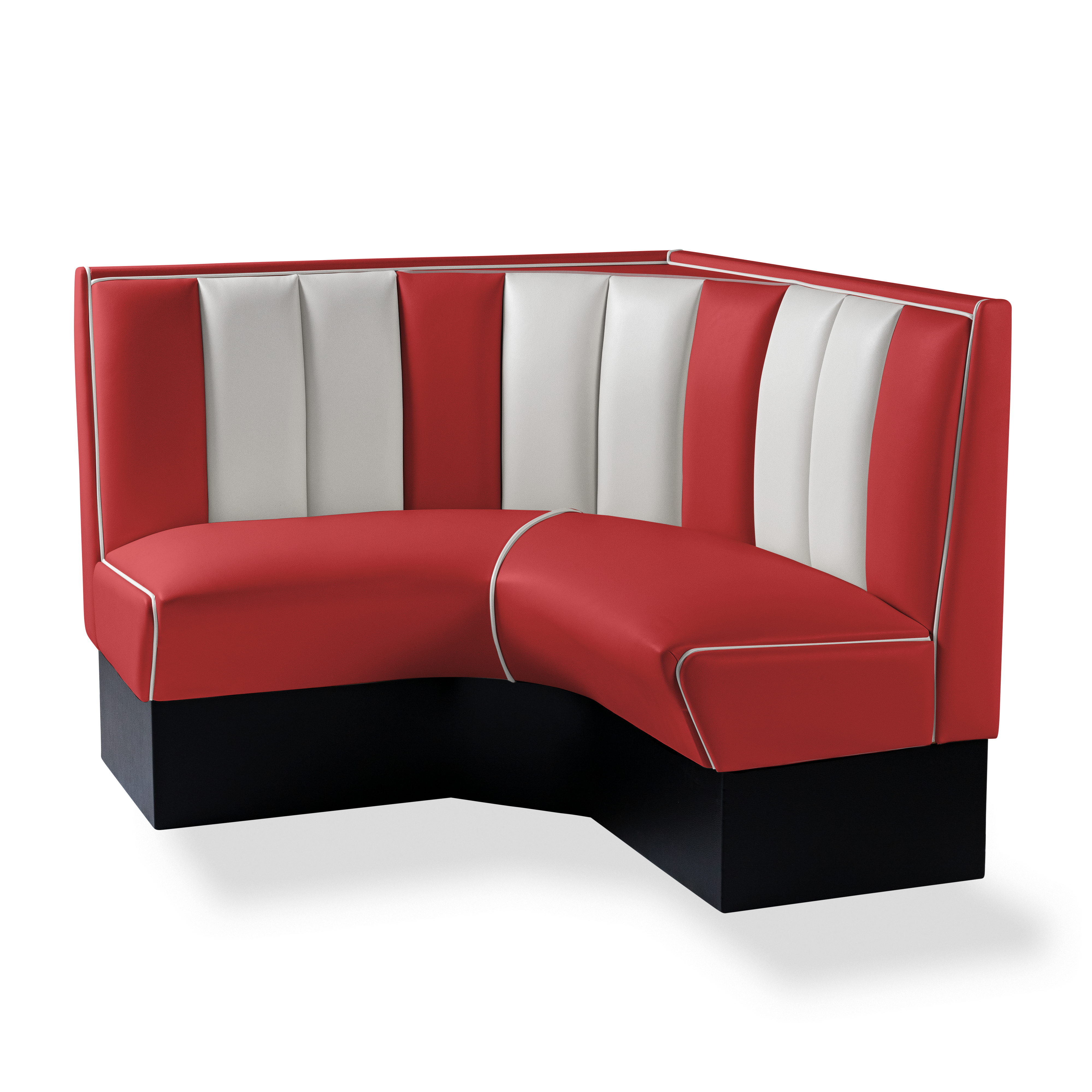 Banquette d’angle 120/120cm - Dossier Cannelé - Liseré Blanc coloris Rouge