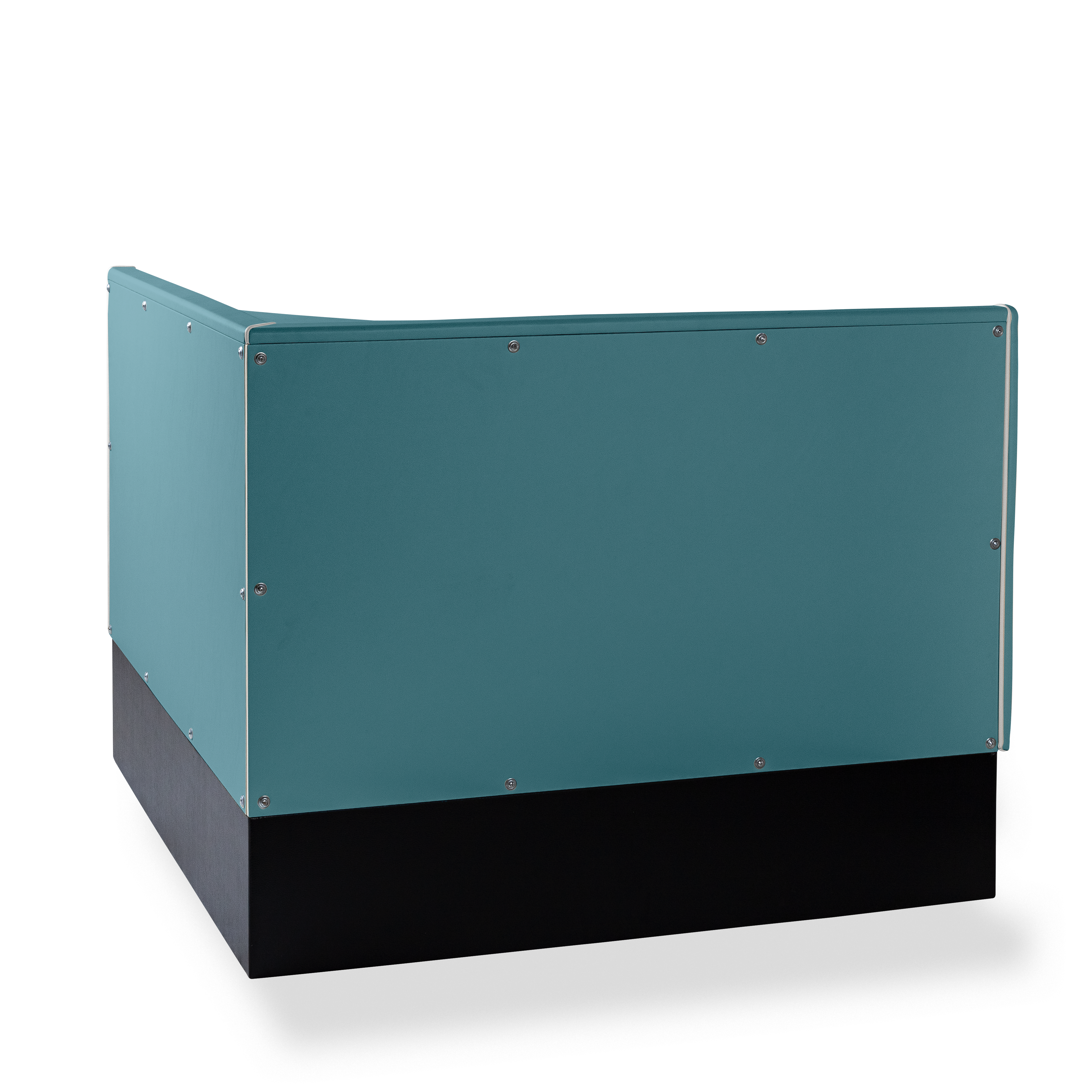 Banquette d’angle 120/120cm - Dossier Cannelé - Liseré Blanc coloris Bleu - vue arrière