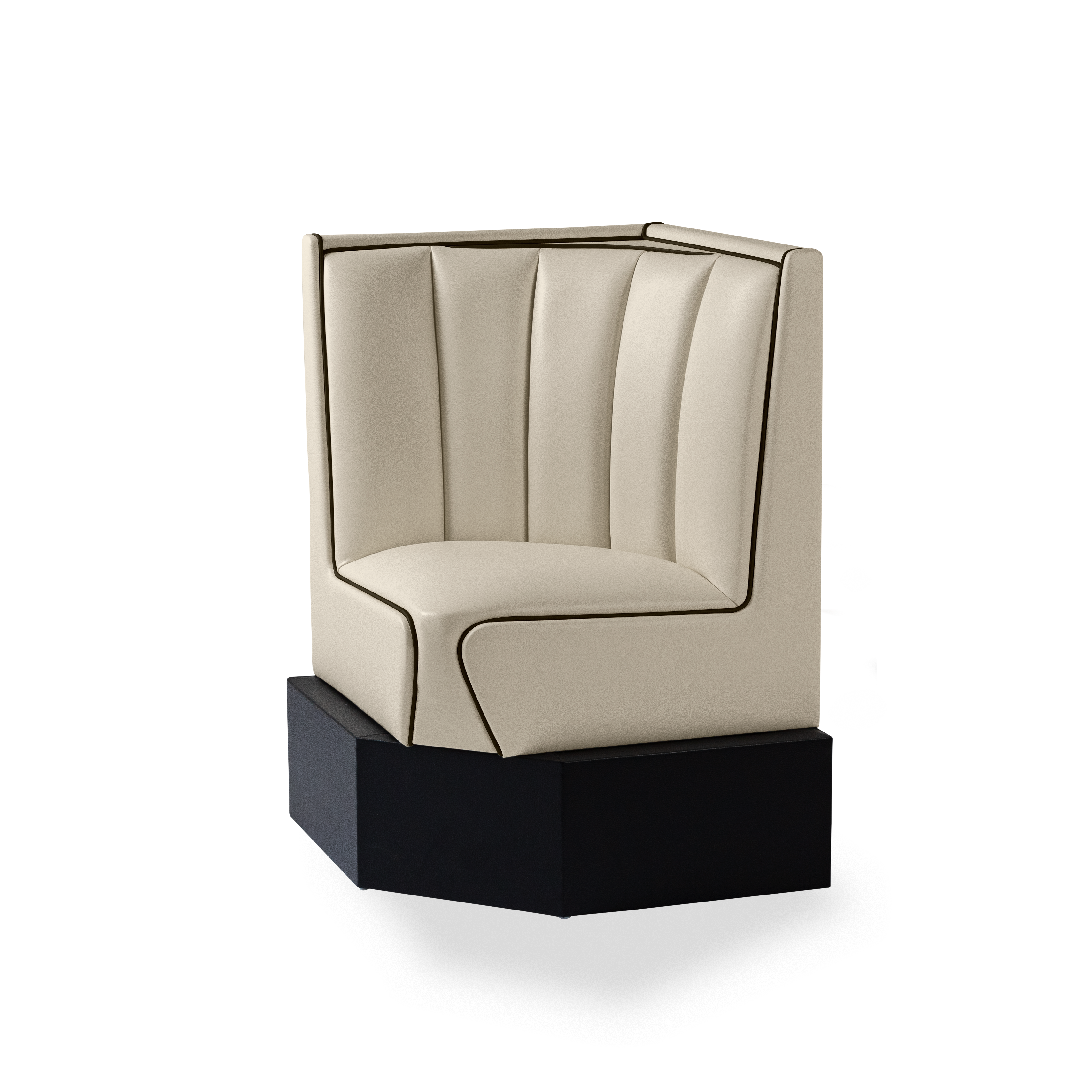 Banquette d’angle 60/60cm - Liseré Noir coloris Blanc cassé