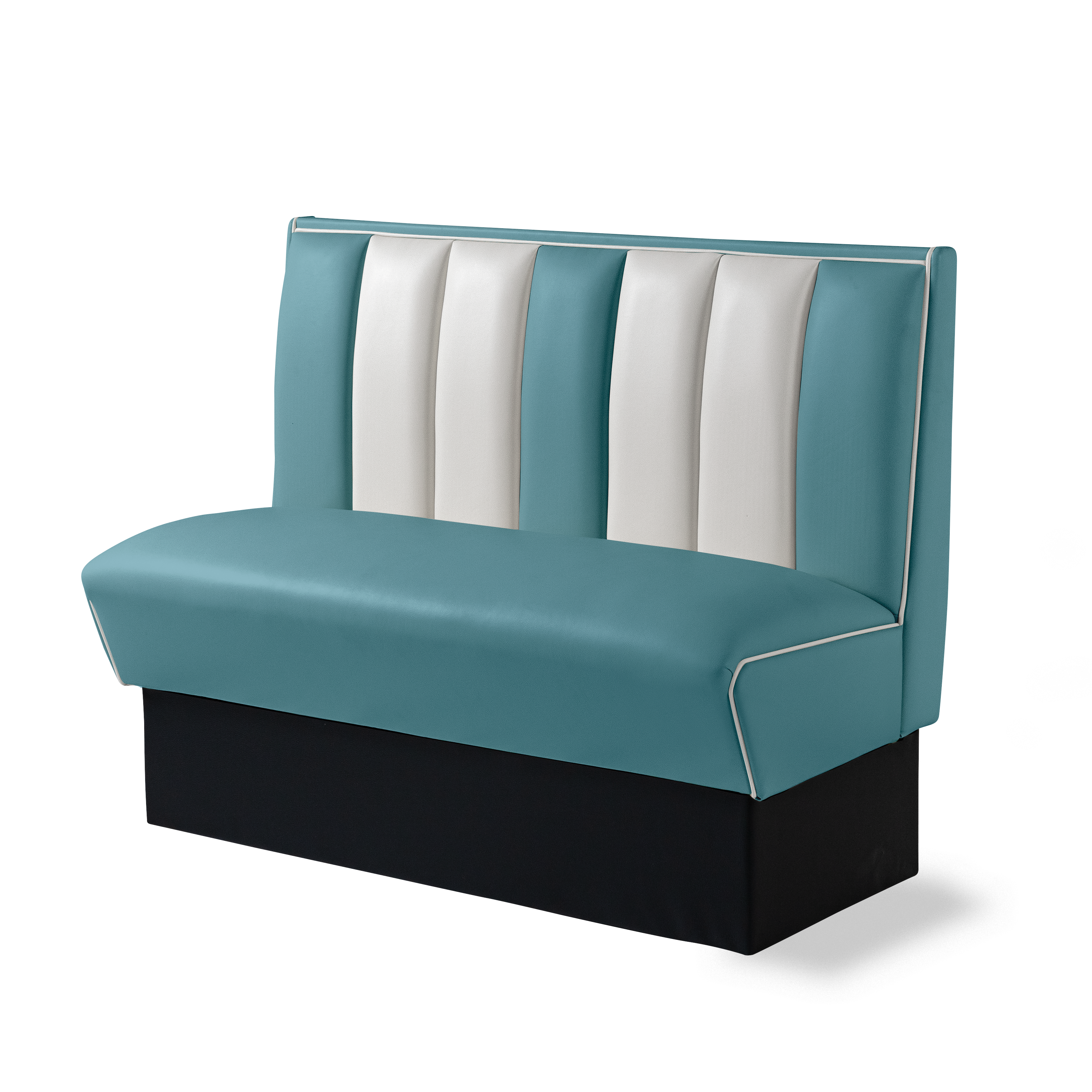 Banquette Booth 120cm - Dossier Cannelé - Liseré Blanc coloris Bleu