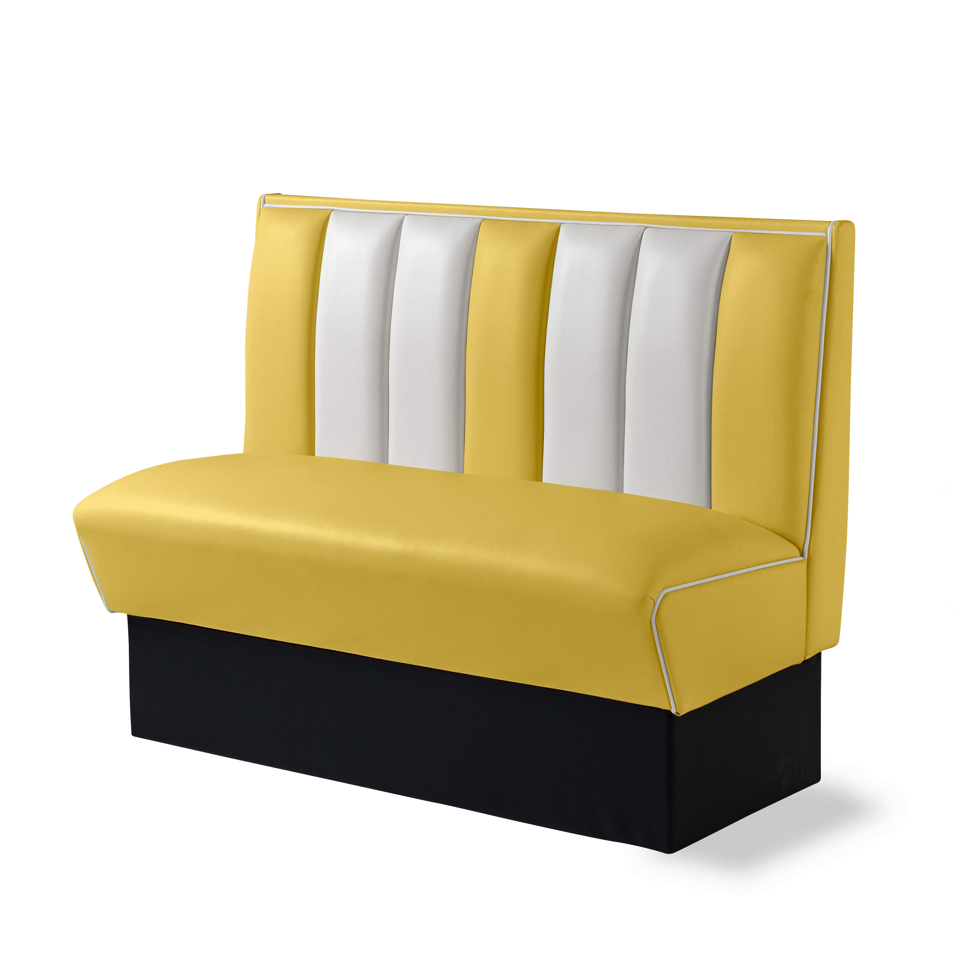 Banquette Booth 120cm - Dossier Cannelé - Liseré Blanc coloris Jaune