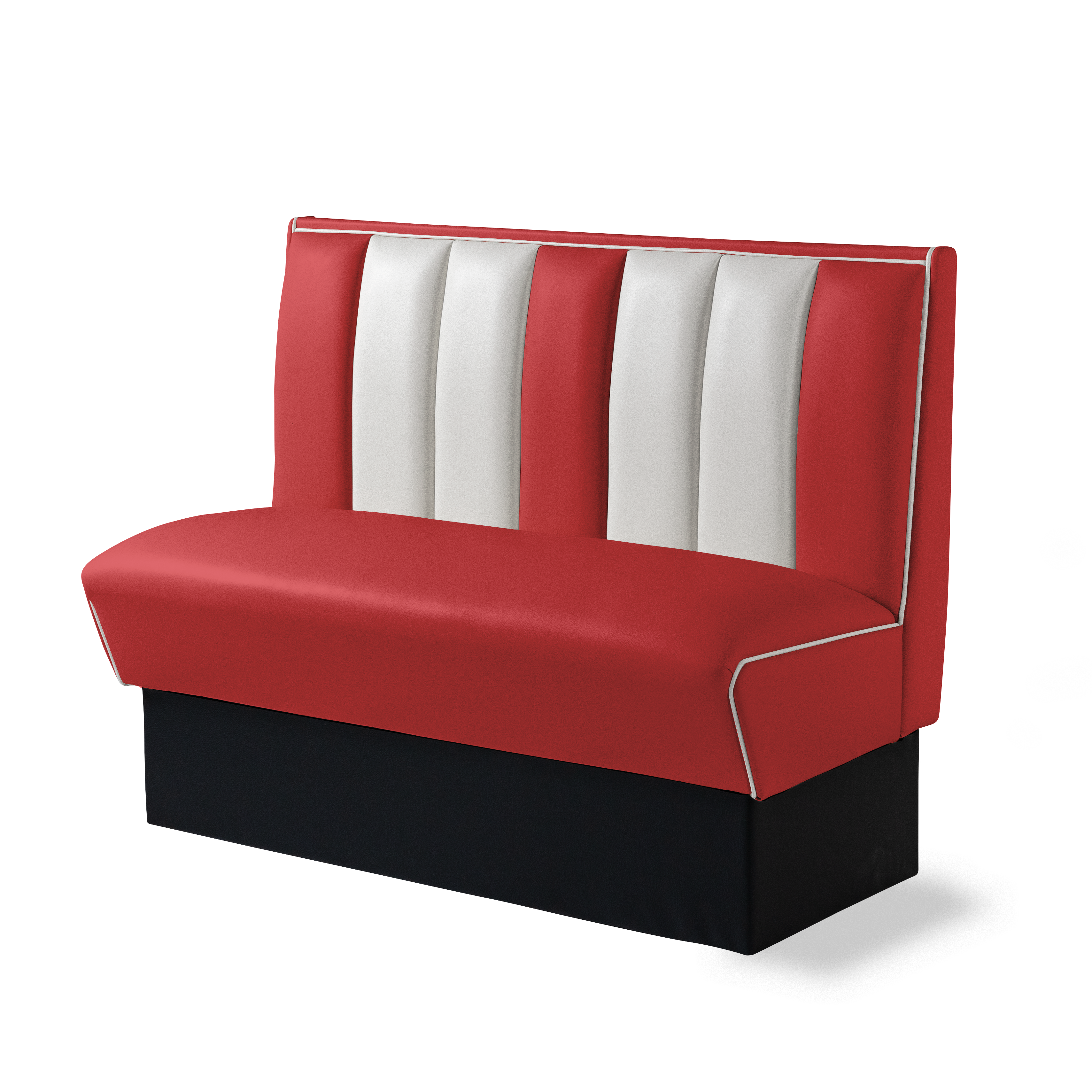 Banquette Booth 120cm - Dossier Cannelé - Liseré Blanc coloris Rouge