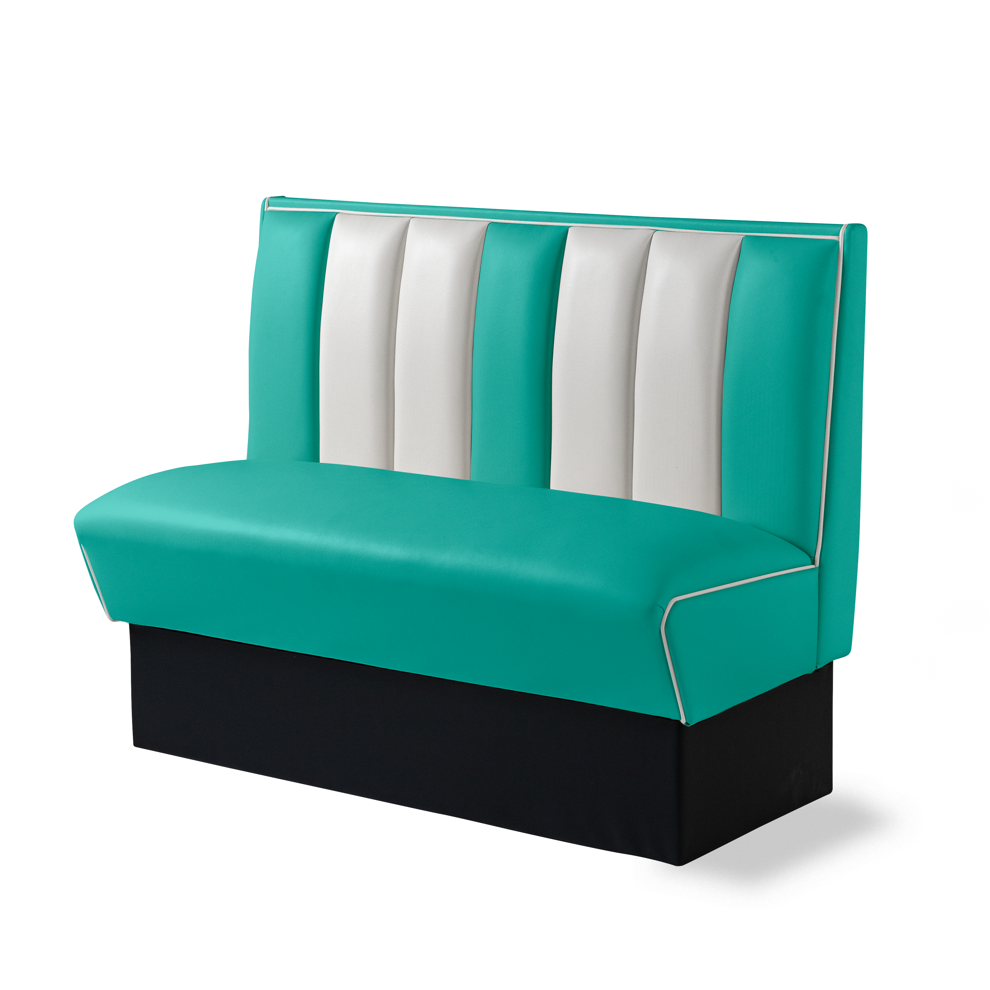 Banquette Booth 120cm - Dossier Cannelé - Liseré Blanc coloris Turquoise