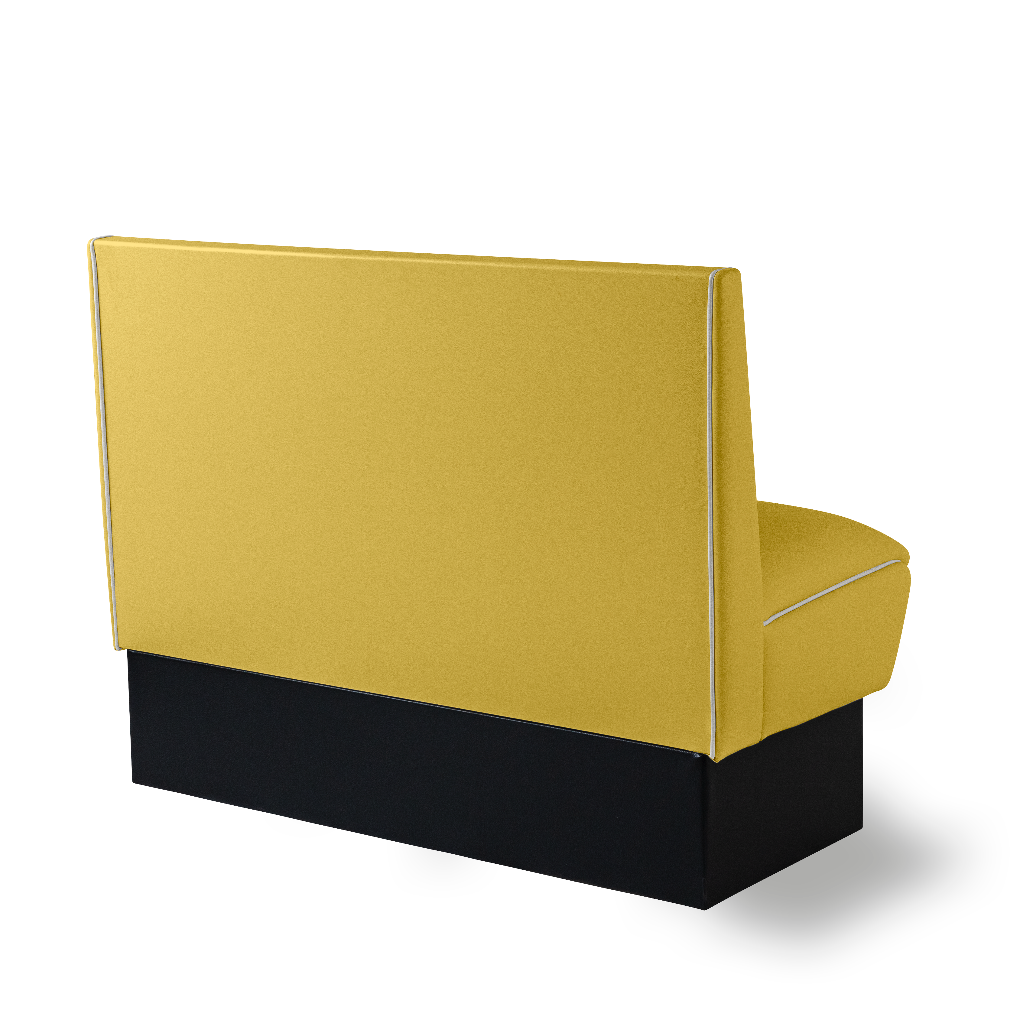 Banquette Booth 120cm - Dossier Cannelé - Liseré Blanc coloris Jaune - vue arrière