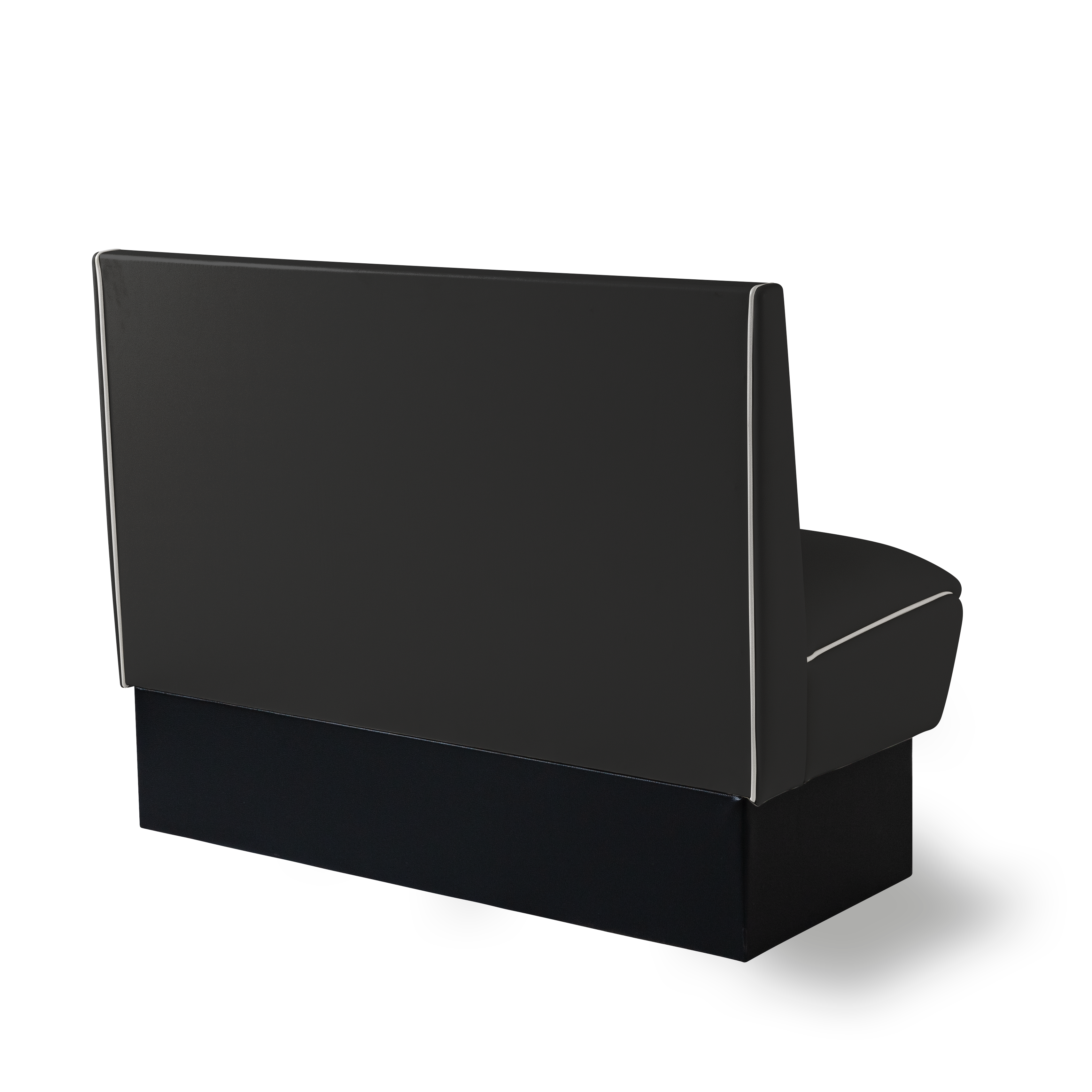 Banquette Booth 120cm - Dossier Cannelé - Liseré Blanc coloris Noir - vue arrière
