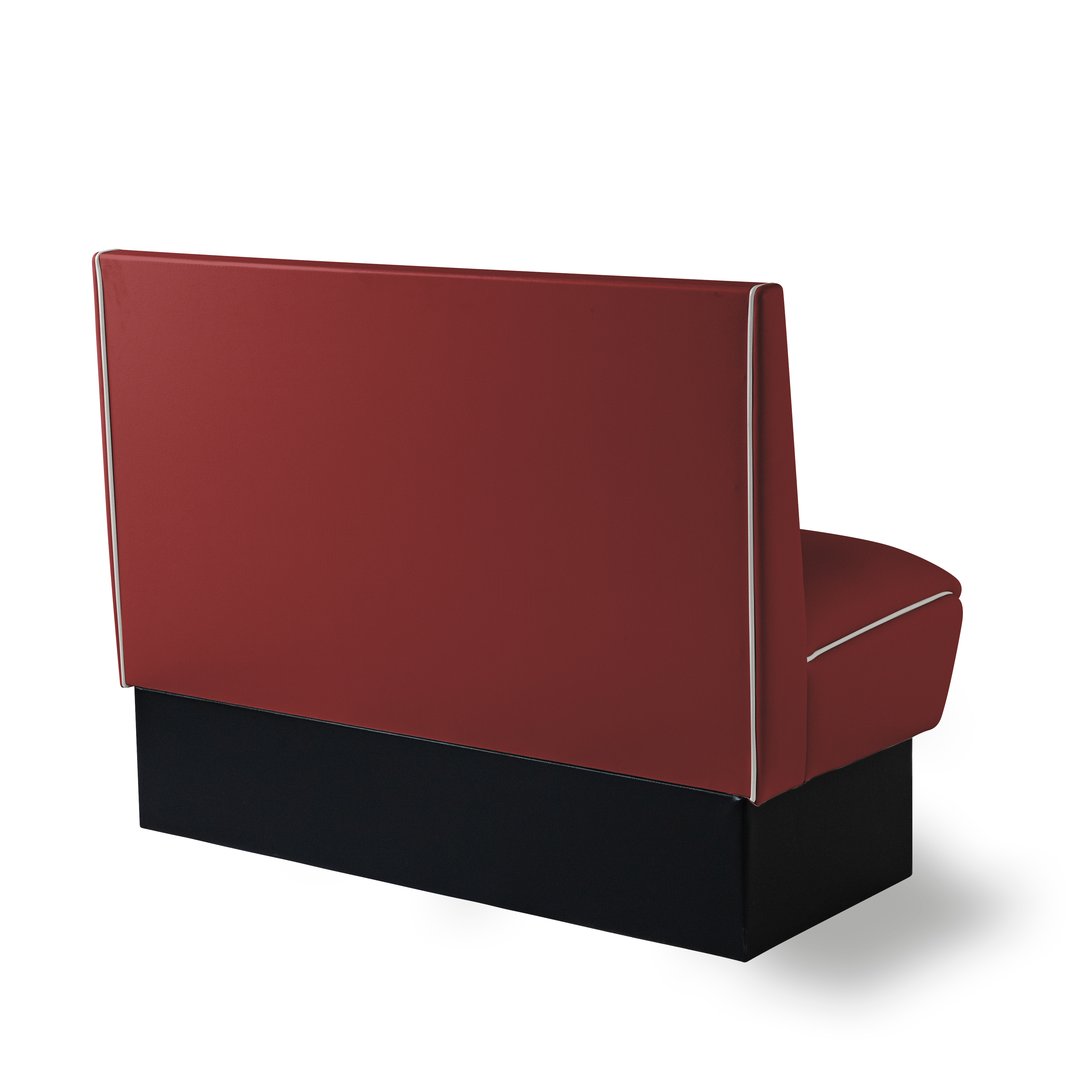Banquette Booth 120cm - Dossier Cannelé - Liseré Blanc coloris Rouge rubis - vue arrière