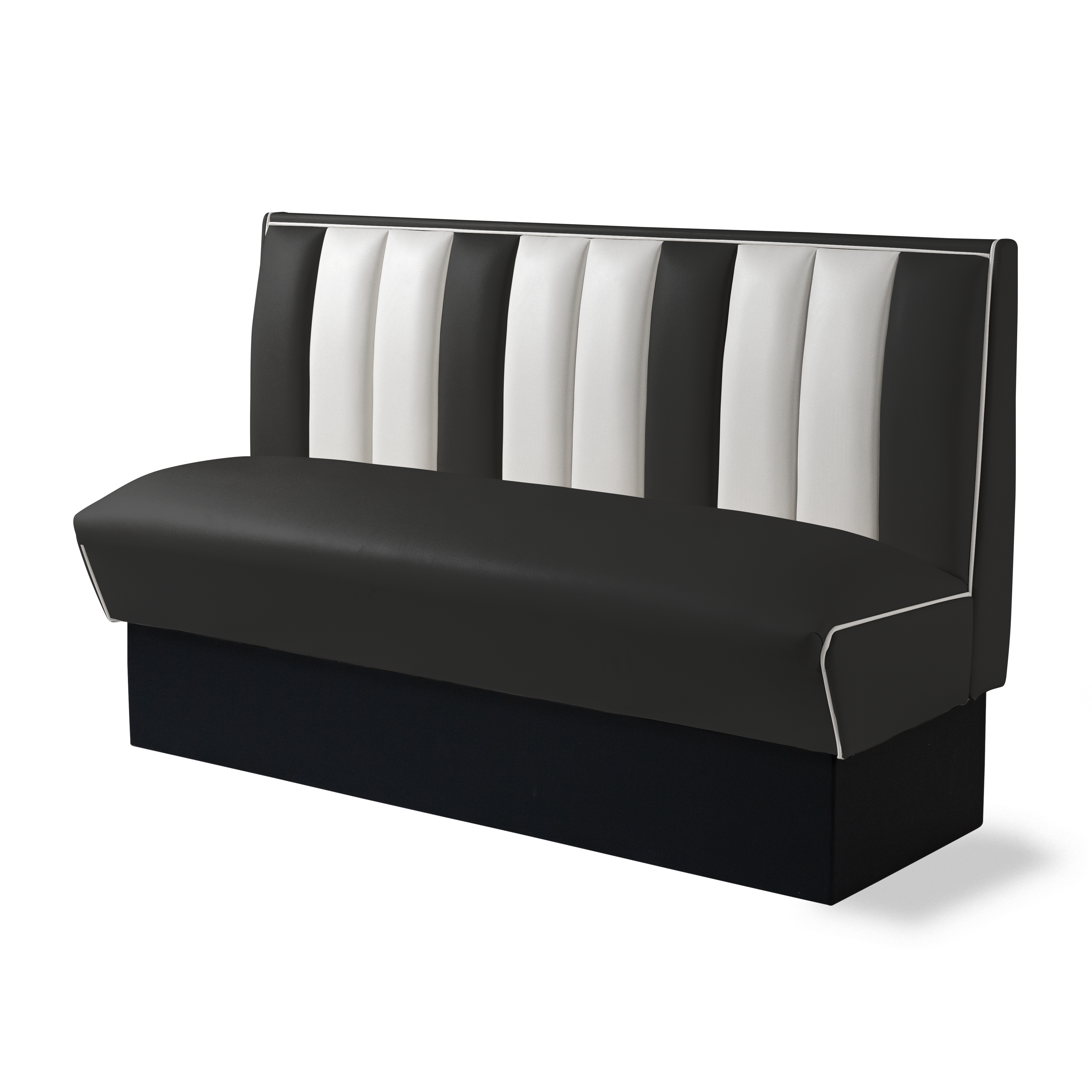 Banquette Booth 150cm - Dossier Cannelé - Liseré Blanc coloris Noir