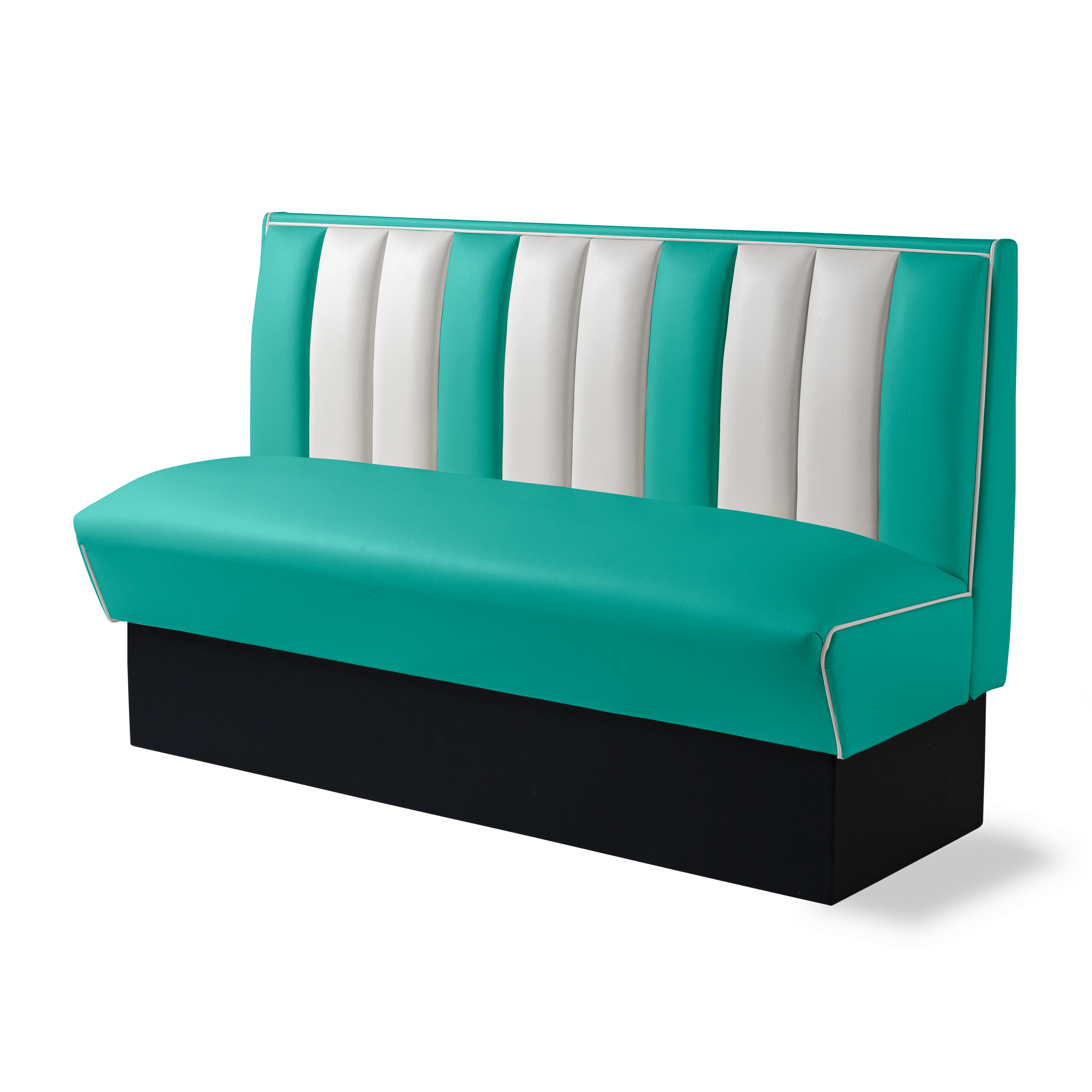 Banquette Booth 150cm - Dossier Cannelé - Liseré Blanc coloris Turquoise