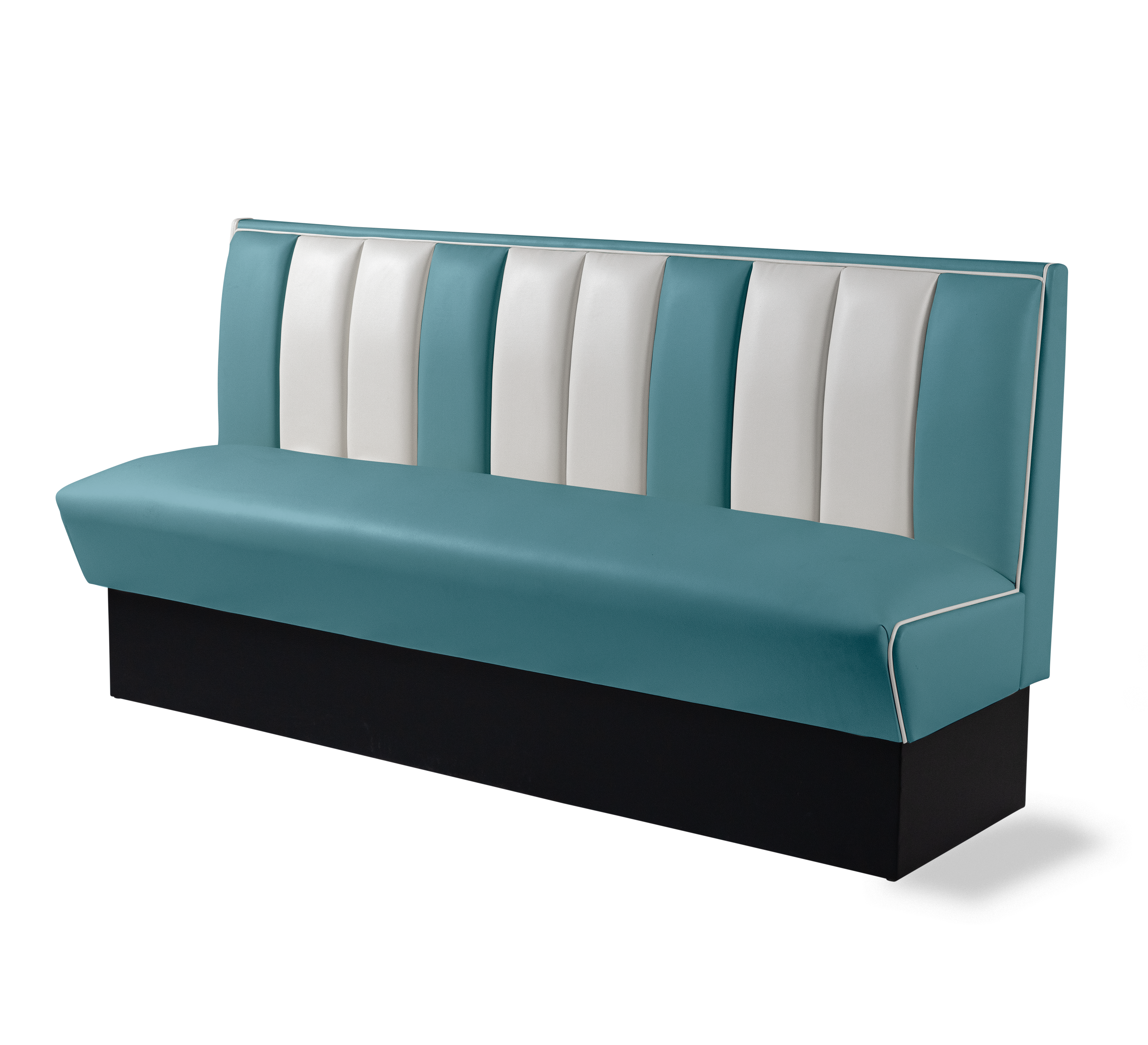 Banquette Booth 180cm - Dossier Cannelé - Liseré Blanc coloris Bleu