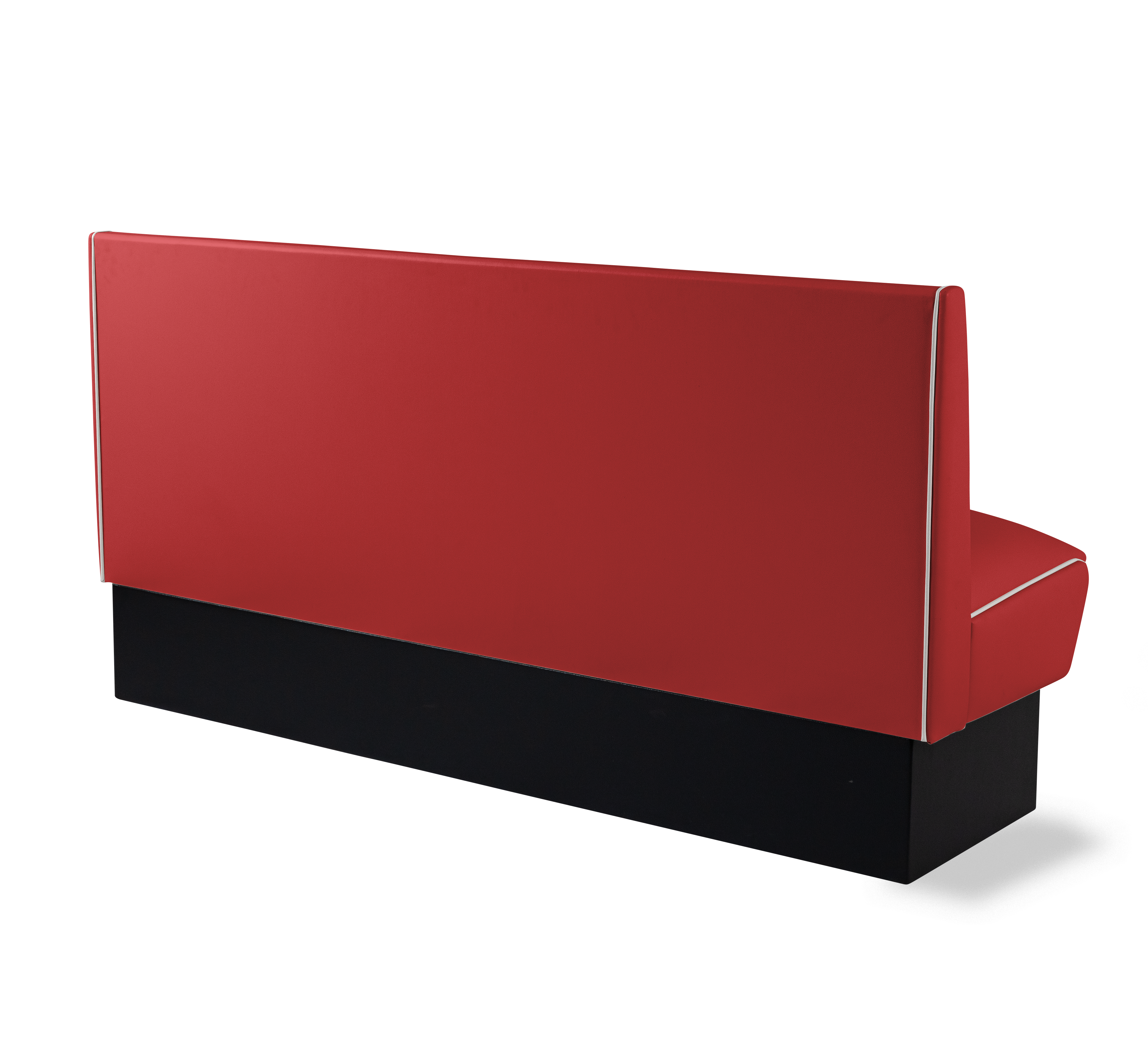 Banquette Booth 180cm - Dossier Cannelé - Liseré Blanc coloris Rouge - vue arrière