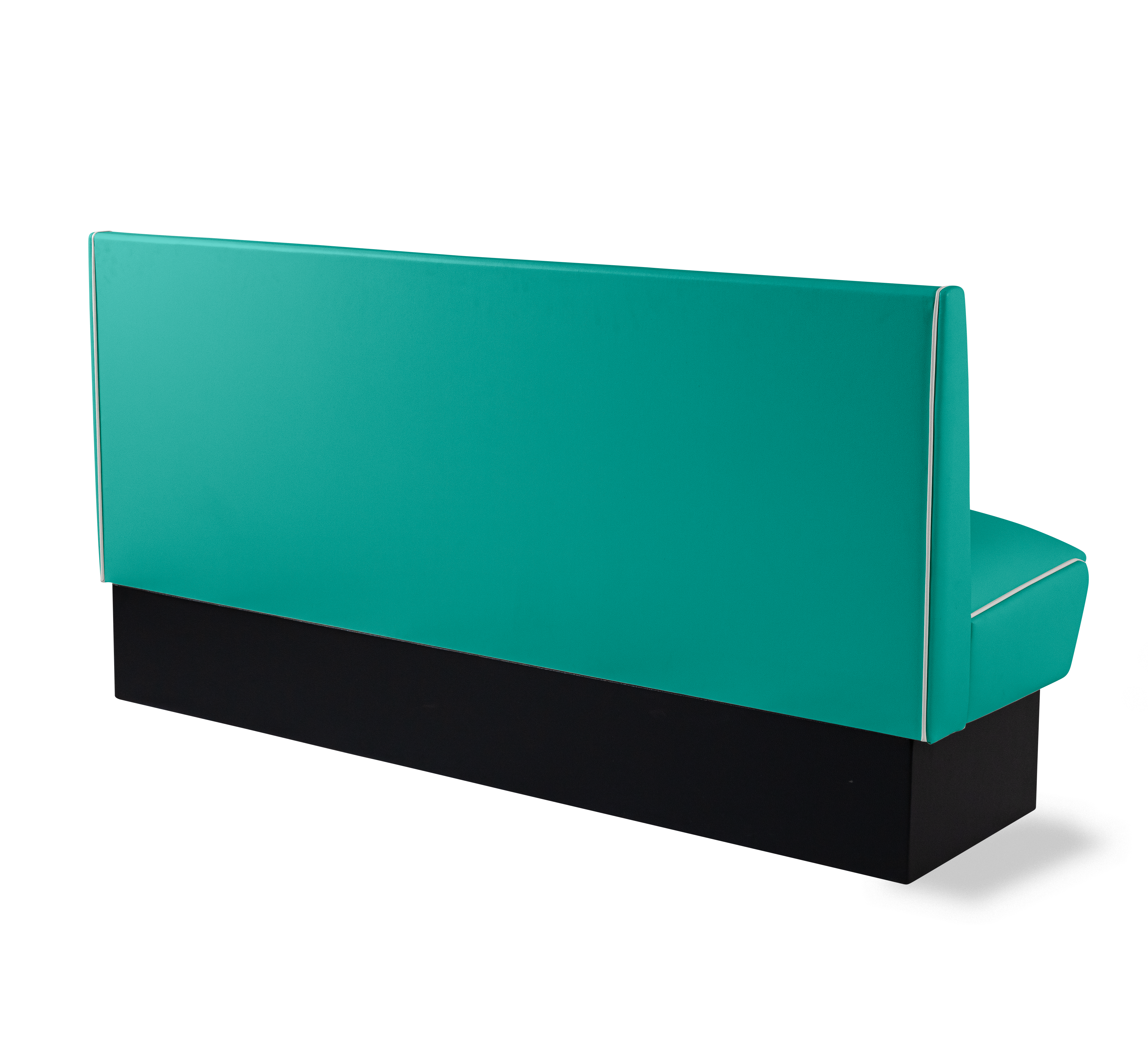 Banquette Booth 180cm - Dossier Cannelé - Liseré Blanc coloris Turquoise - vue arrière