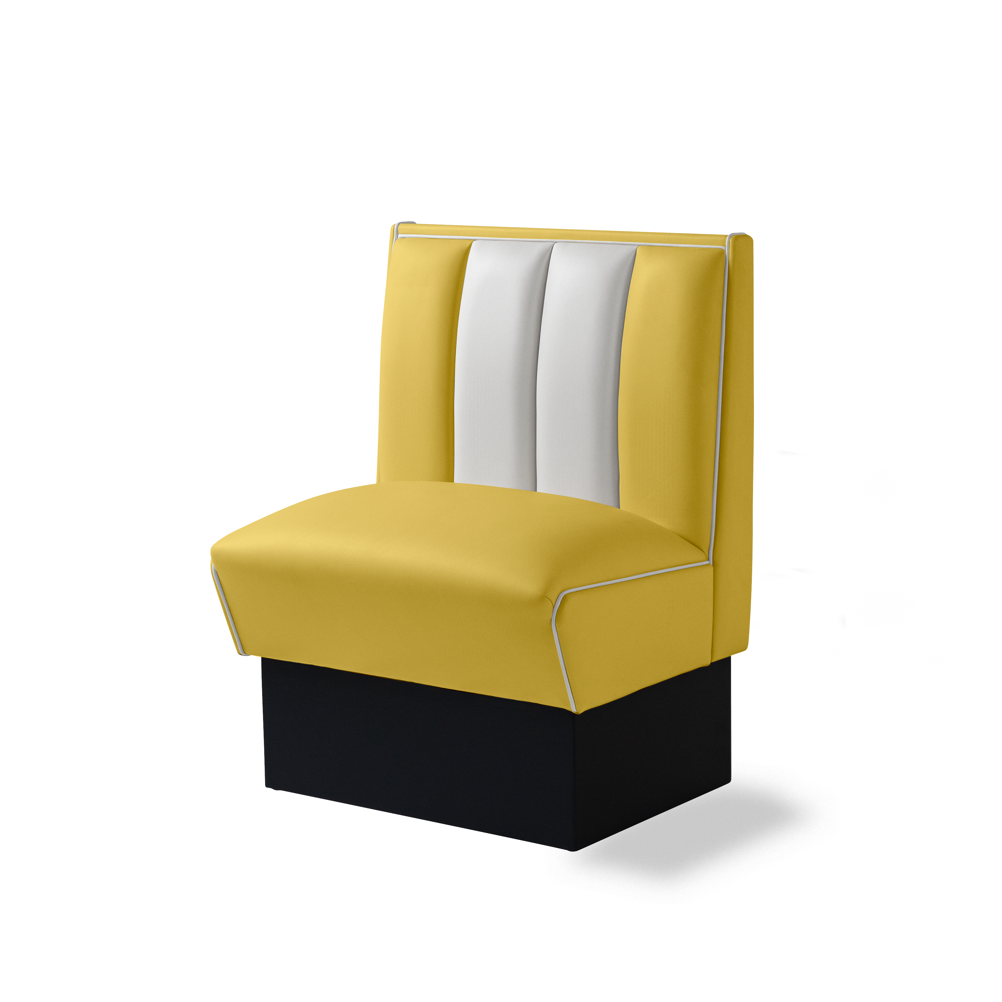 Banquette Booth 70cm - Dossier Cannelé - Liseré Blanc coloris Jaune