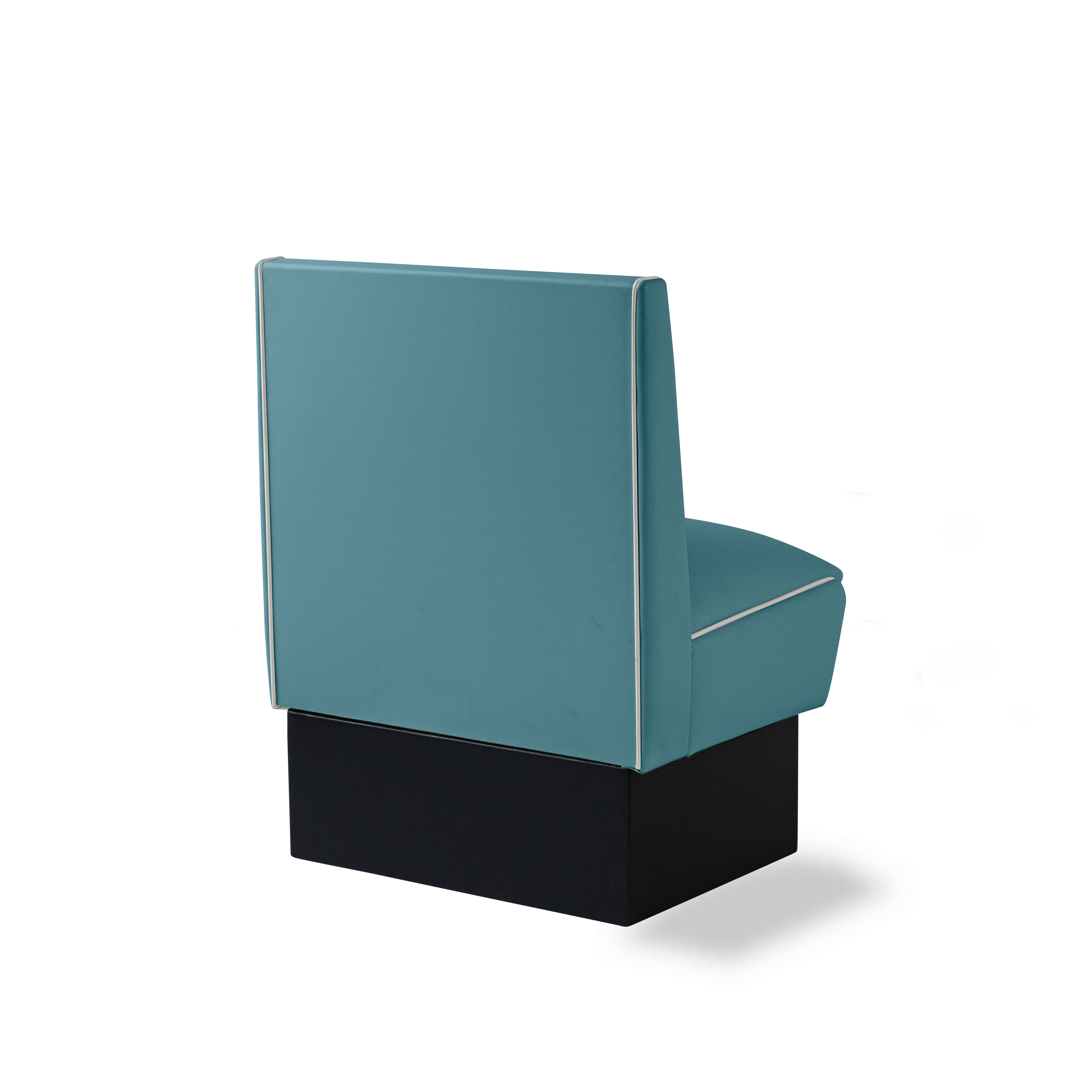 Banquette Booth 70cm - Dossier Cannelé - Liseré Blanc coloris Bleu - vue arrière