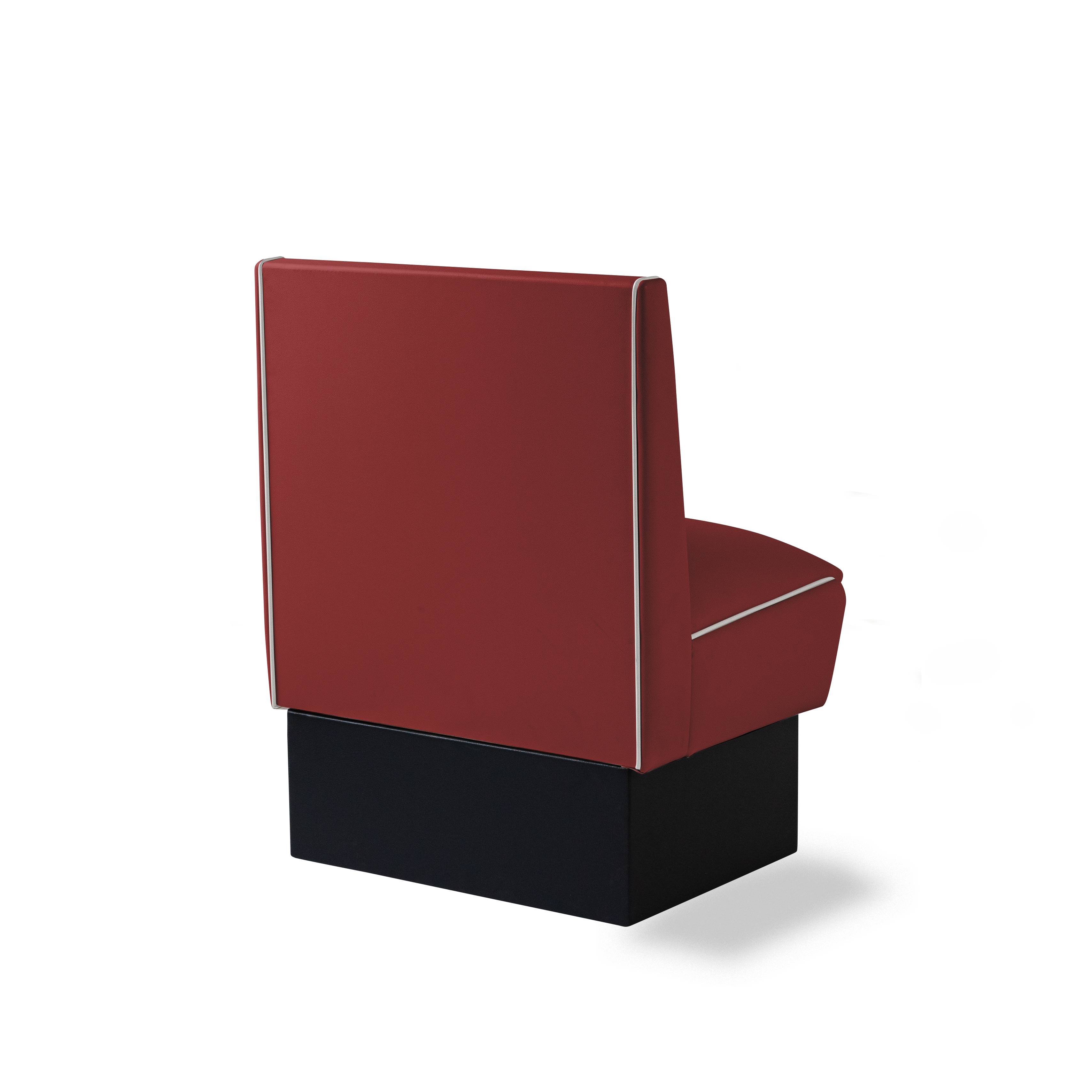 Banquette Booth 70cm - Dossier Cannelé - Liseré Blanc coloris Rouge rubis - vue arrière