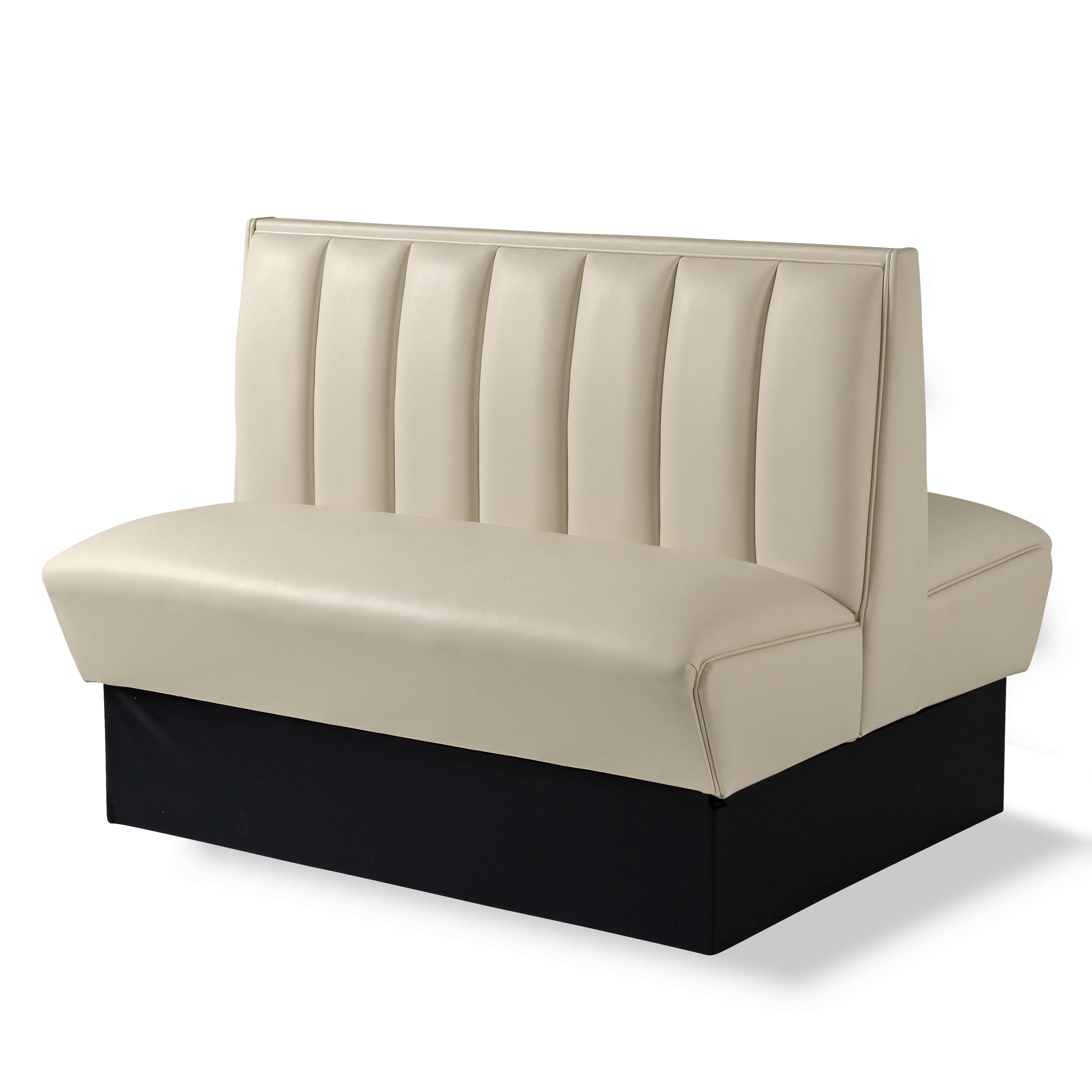 Banquette Booth Double 120cm - Dossier Cannelé - Liseré Blanc coloris Blanc cassé - vue arrière