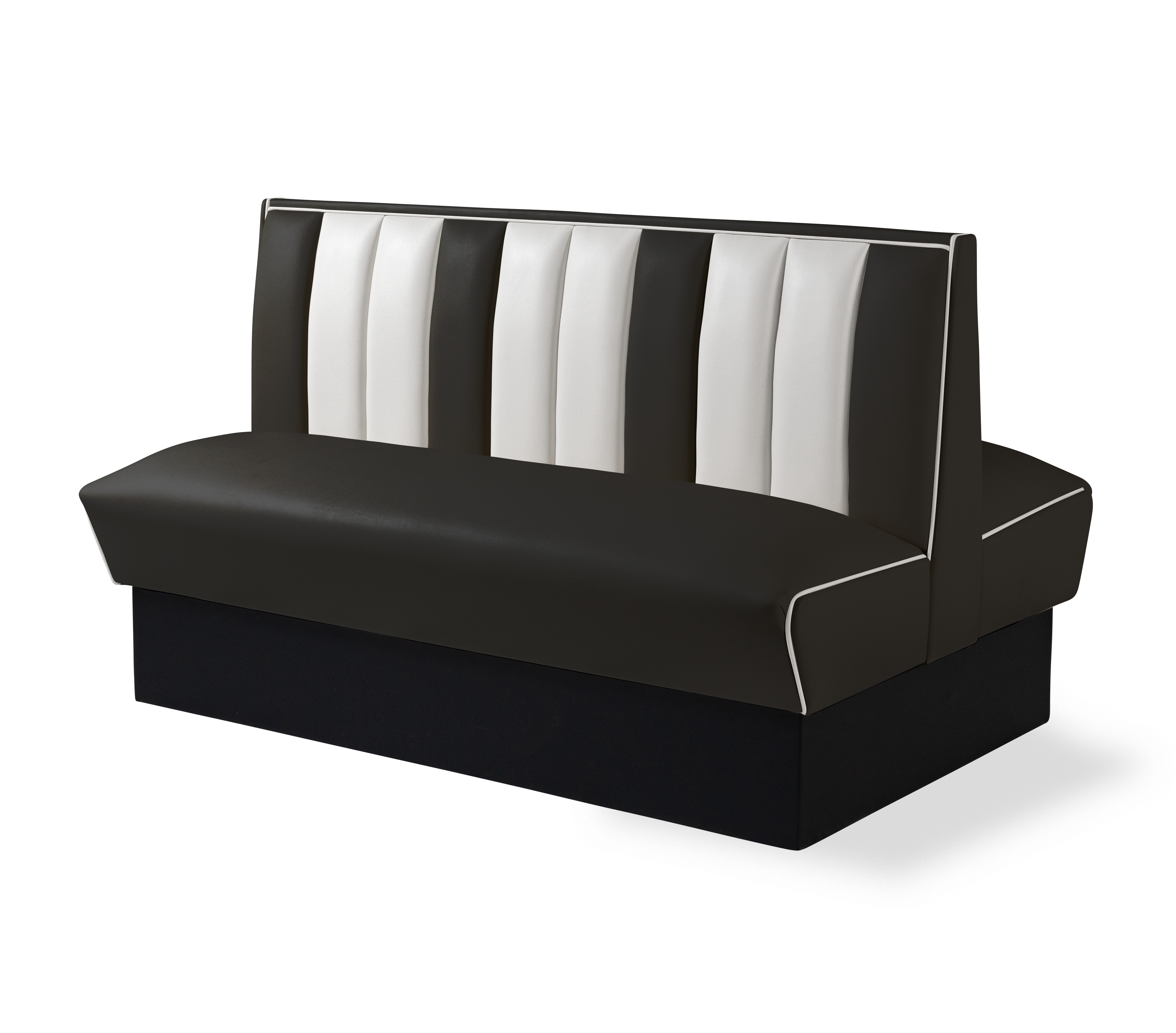 Banquette Booth Double 150cm - Dossier Cannelé - Liseré Blanc coloris Noir - vue arrière