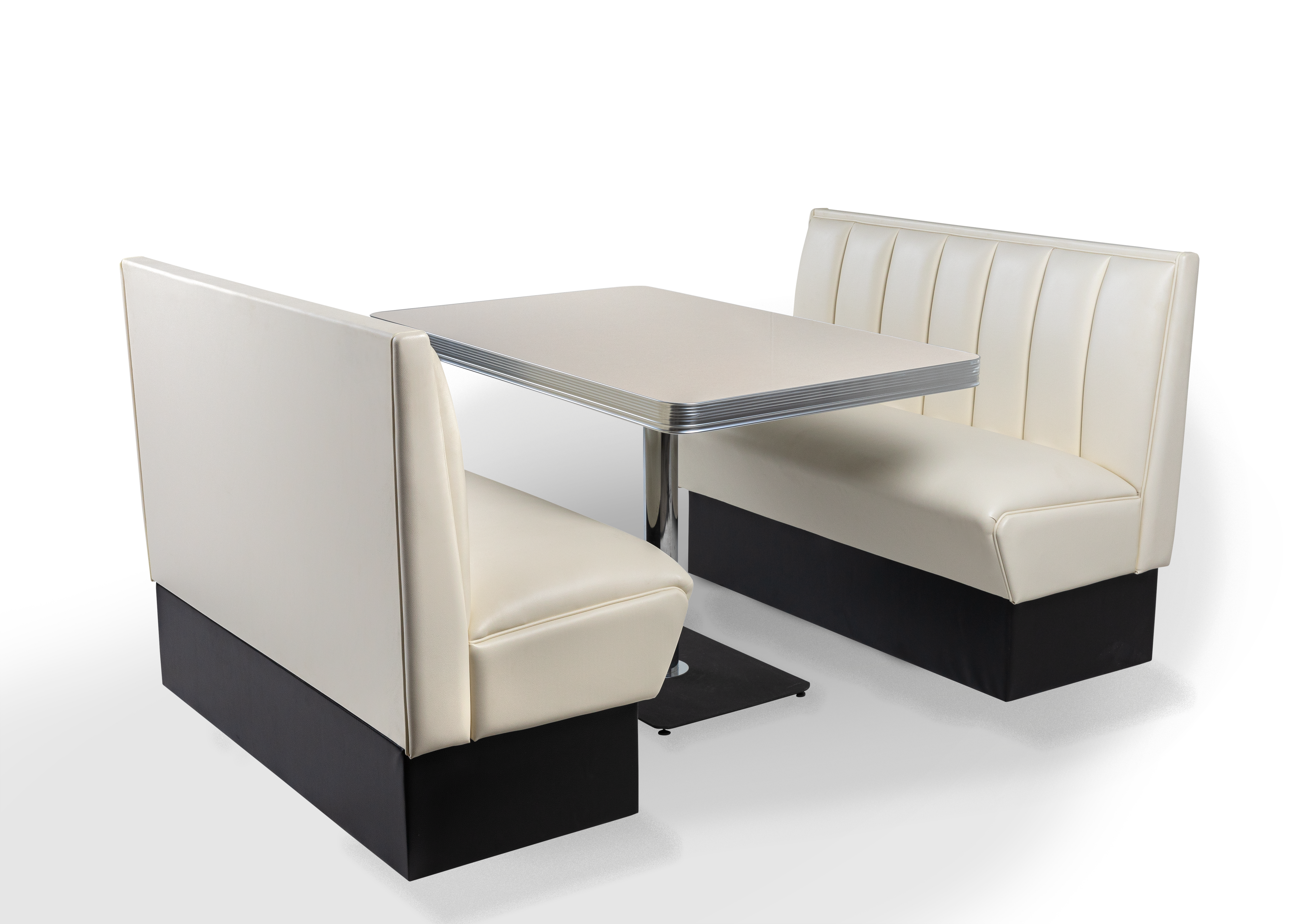 Ensemble table et banquette style diner américain rétro chrome