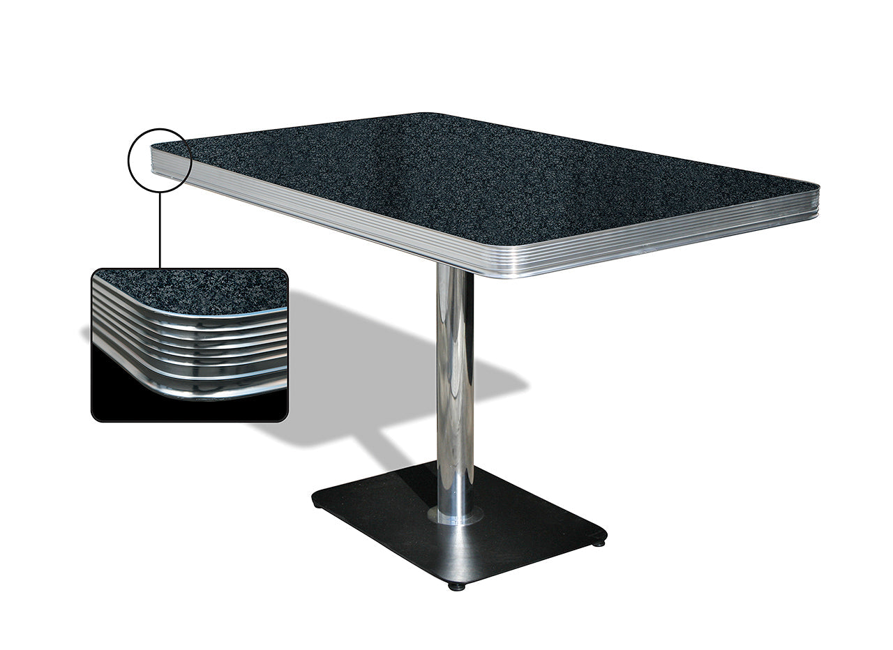 TO-22 - Table Pied Central Booth Resto coloris Noir effet pierre