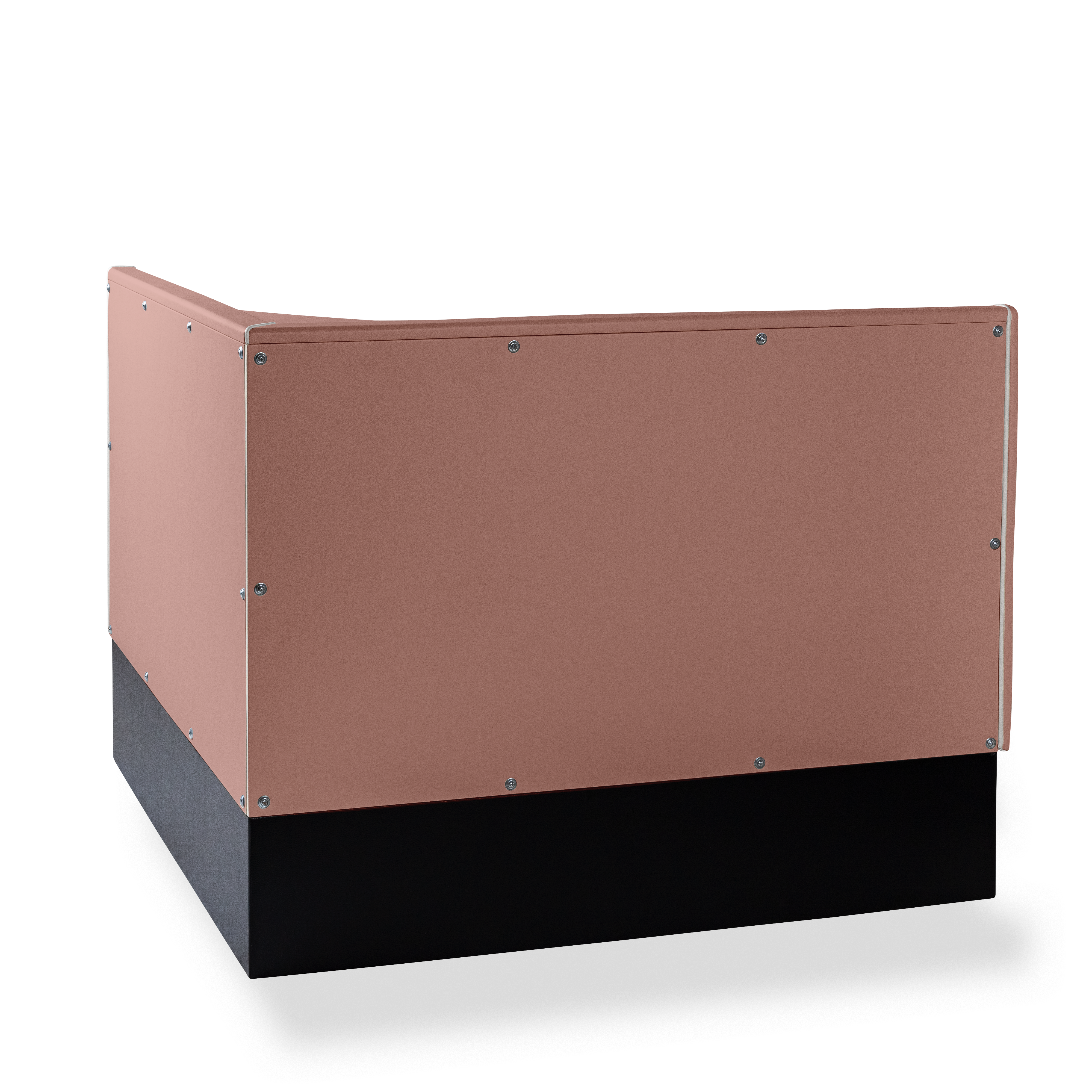 Banquette d’angle 120/120cm - Dossier Cannelé - Liseré Blanc coloris Rose poudré - vue arrière