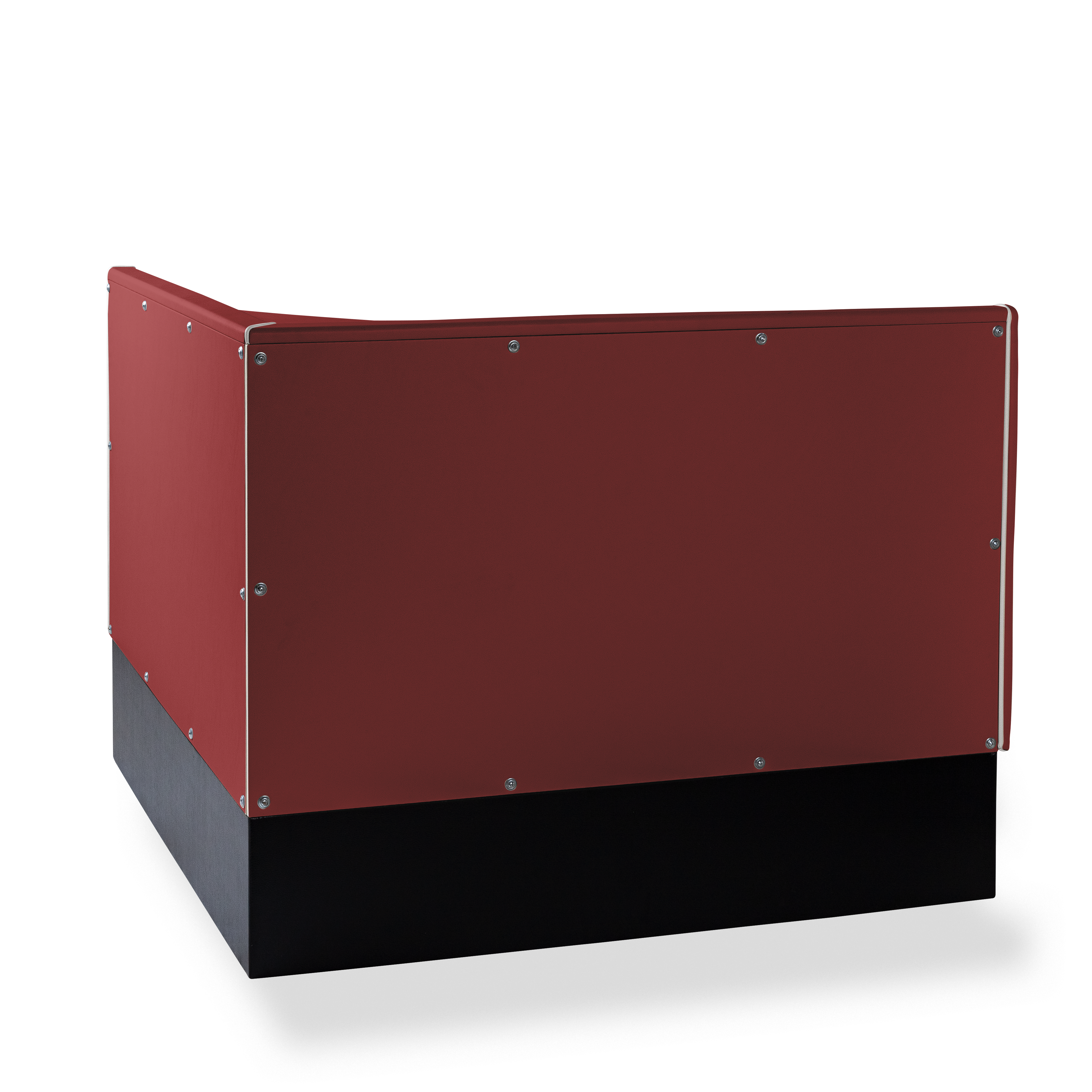 Banquette d’angle 120/120cm - Dossier Cannelé - Liseré Blanc coloris Rouge rubis - vue arrière