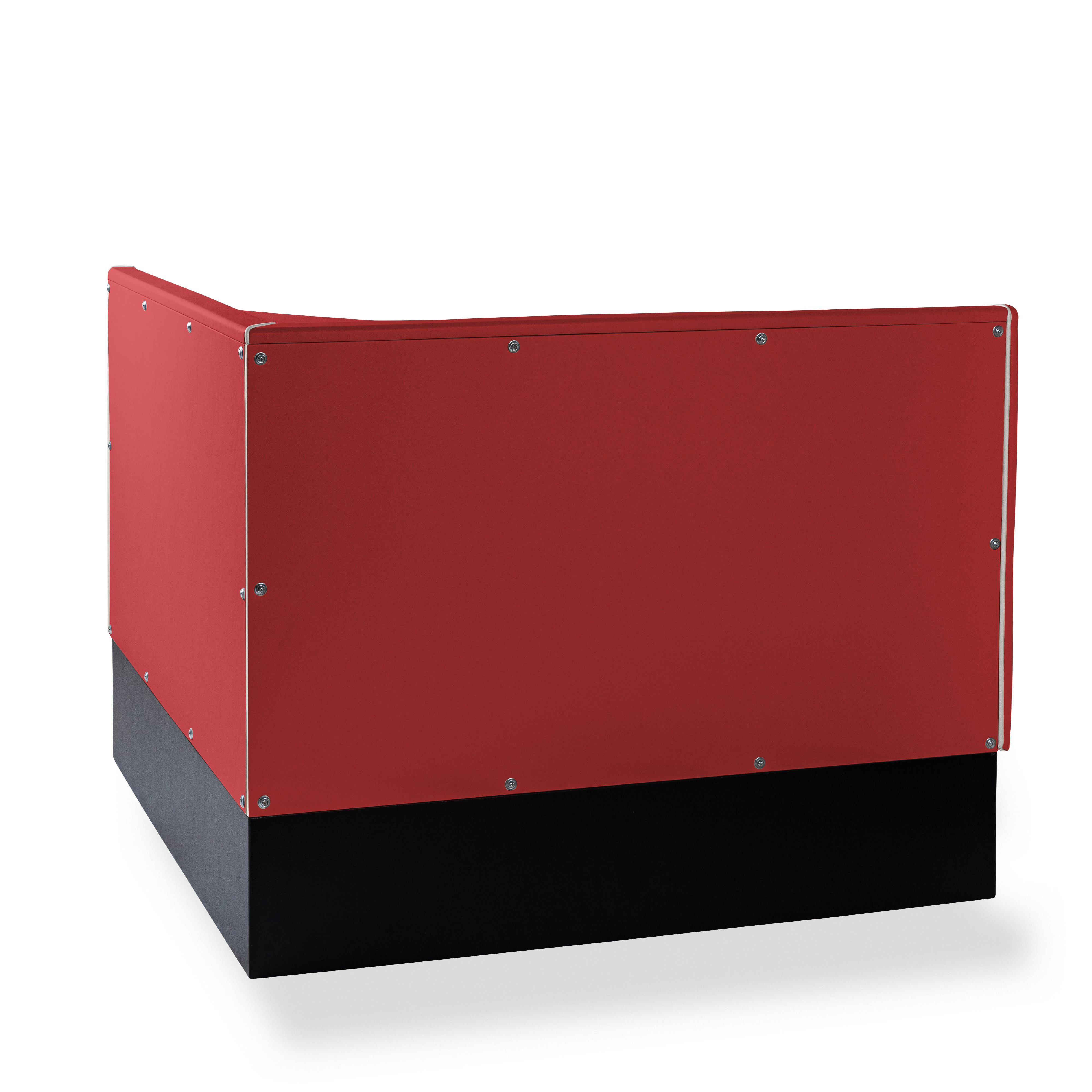Banquette d’angle 120/120cm - Dossier Cannelé - Liseré Blanc coloris Rouge - vue arrière