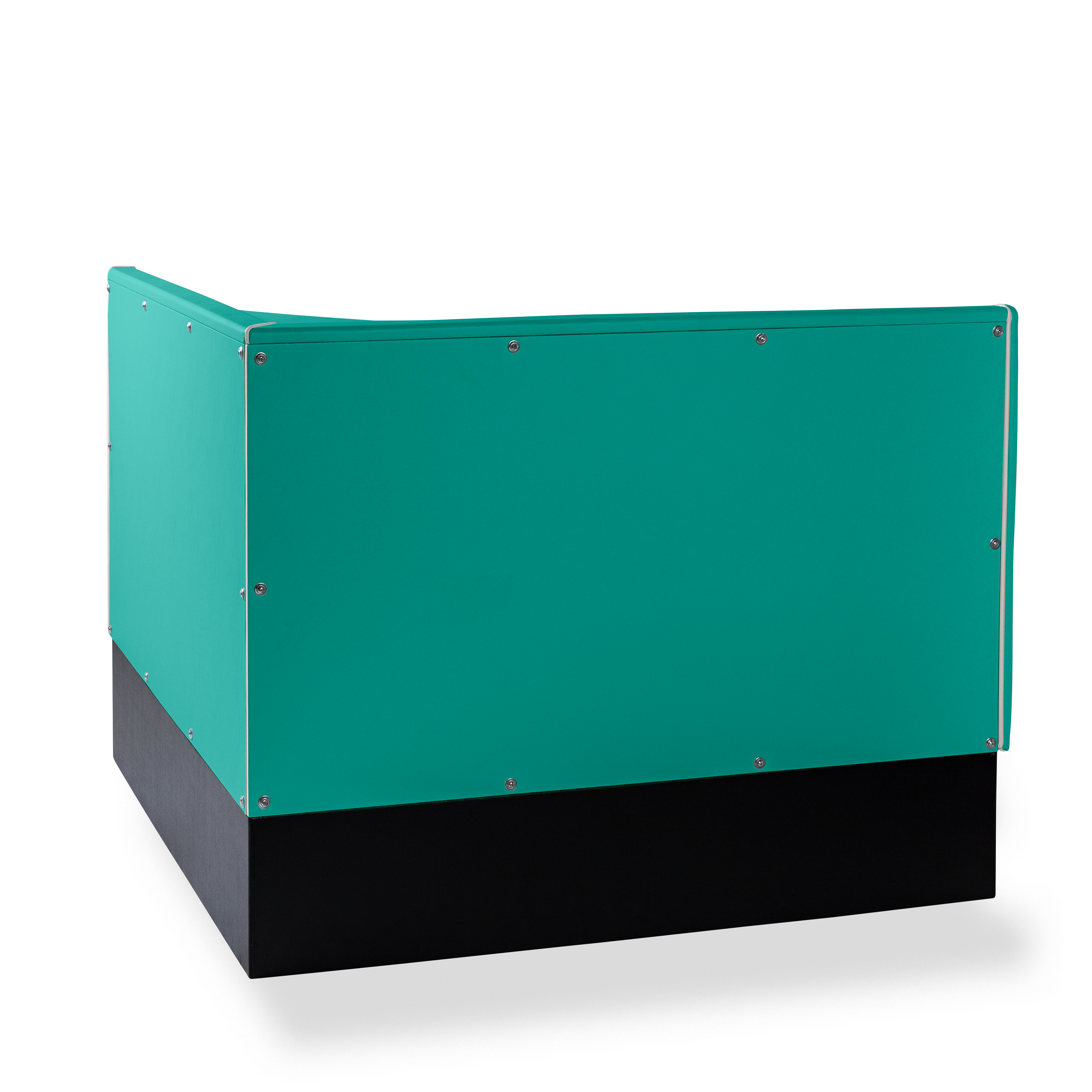 Banquette d’angle 120/120cm - Dossier Cannelé - Liseré Blanc coloris Turquoise - vue arrière