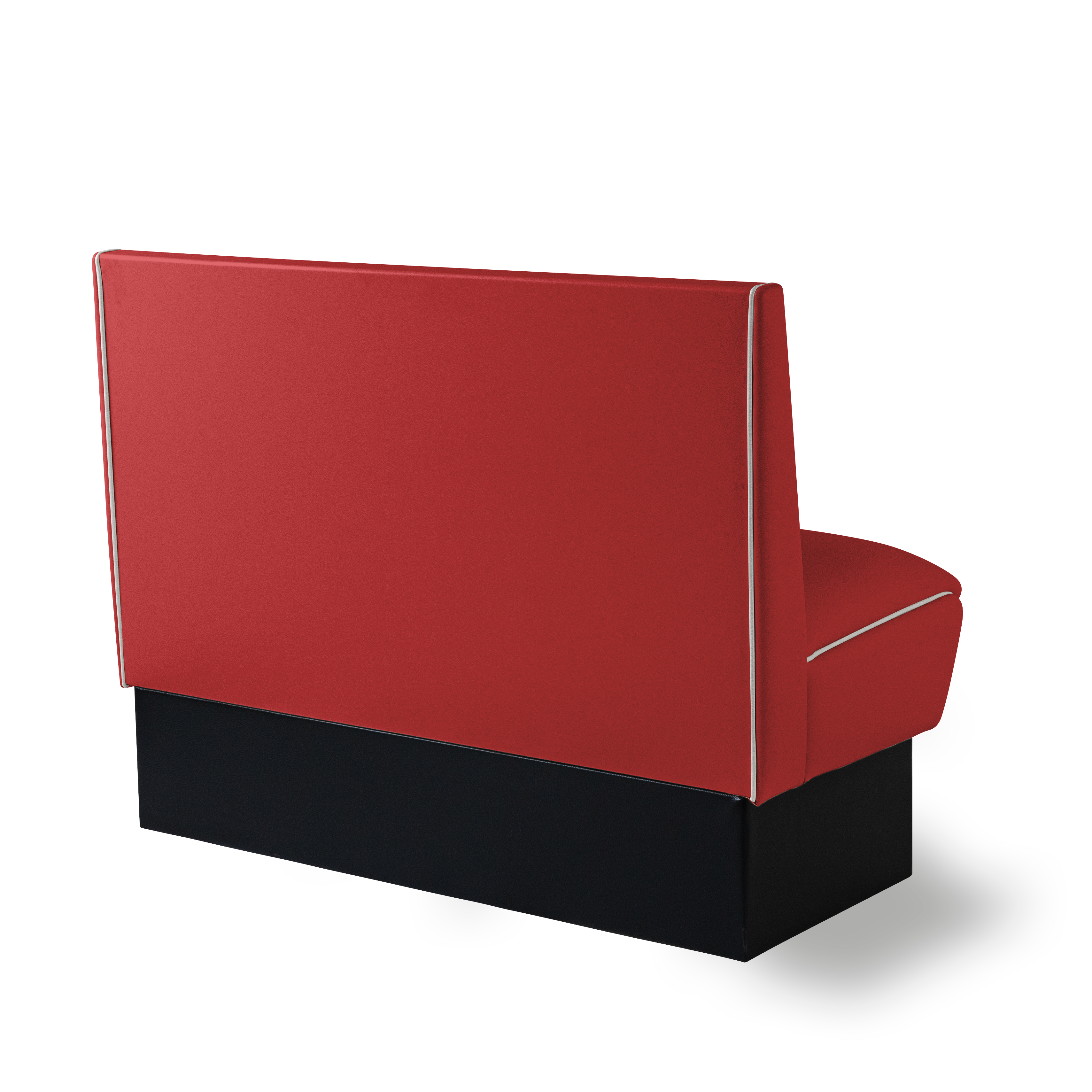 Banquette Booth 120cm - Dossier Cannelé - Liseré Blanc coloris Rouge - vue arrière