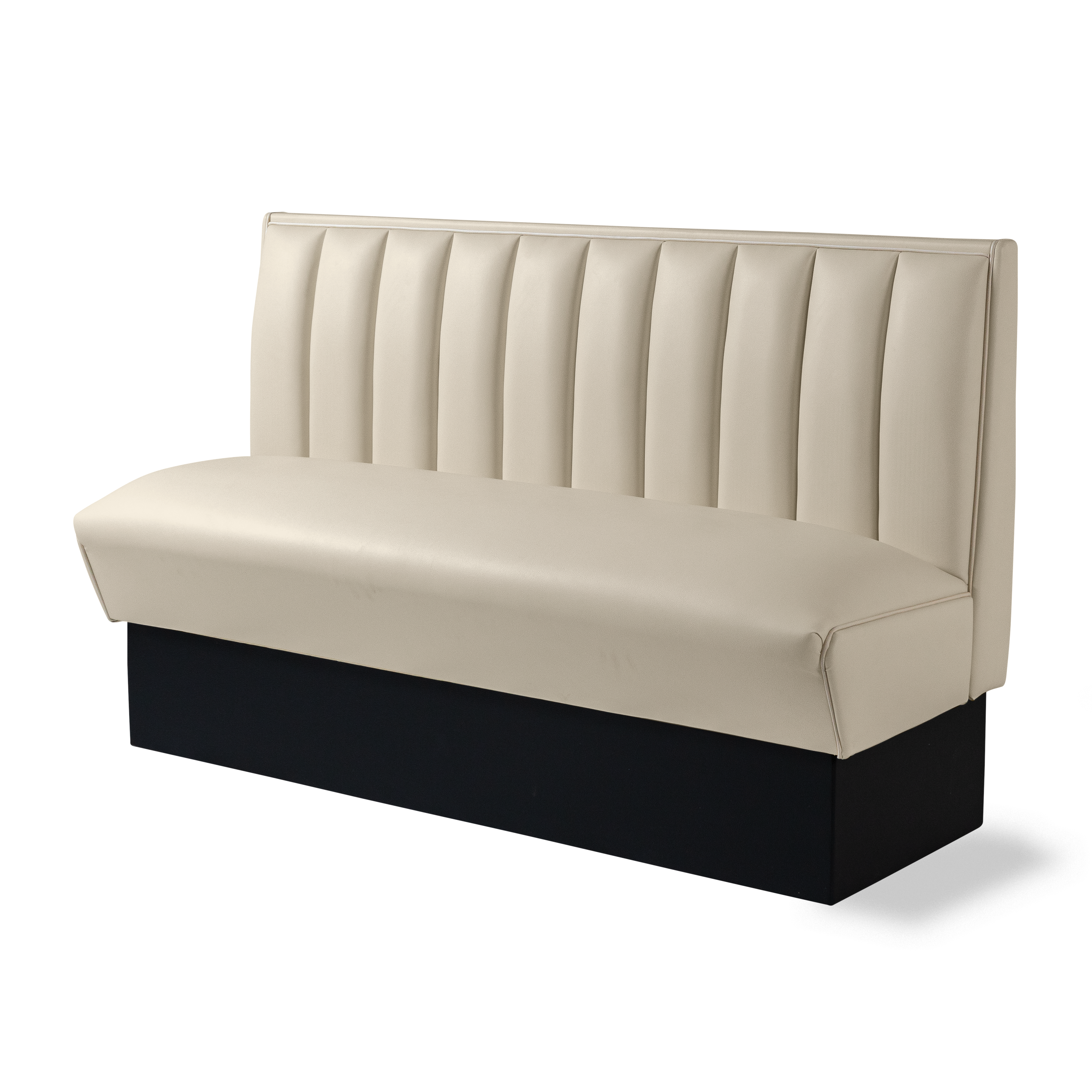 Banquette Booth 150cm - Dossier Cannelé - Liseré Blanc coloris Blanc cassé