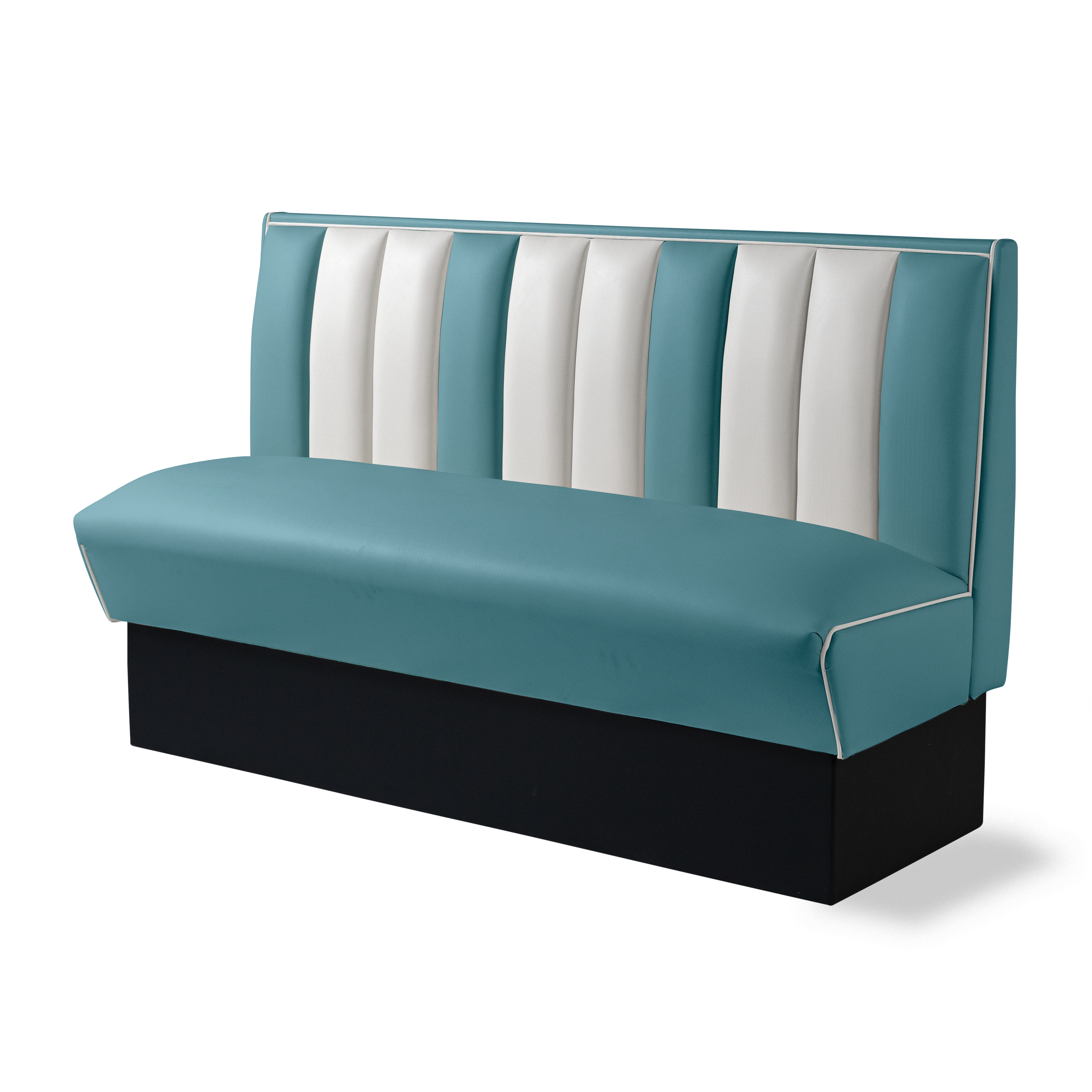 Banquette Booth 150cm - Dossier Cannelé - Liseré Blanc coloris Bleu