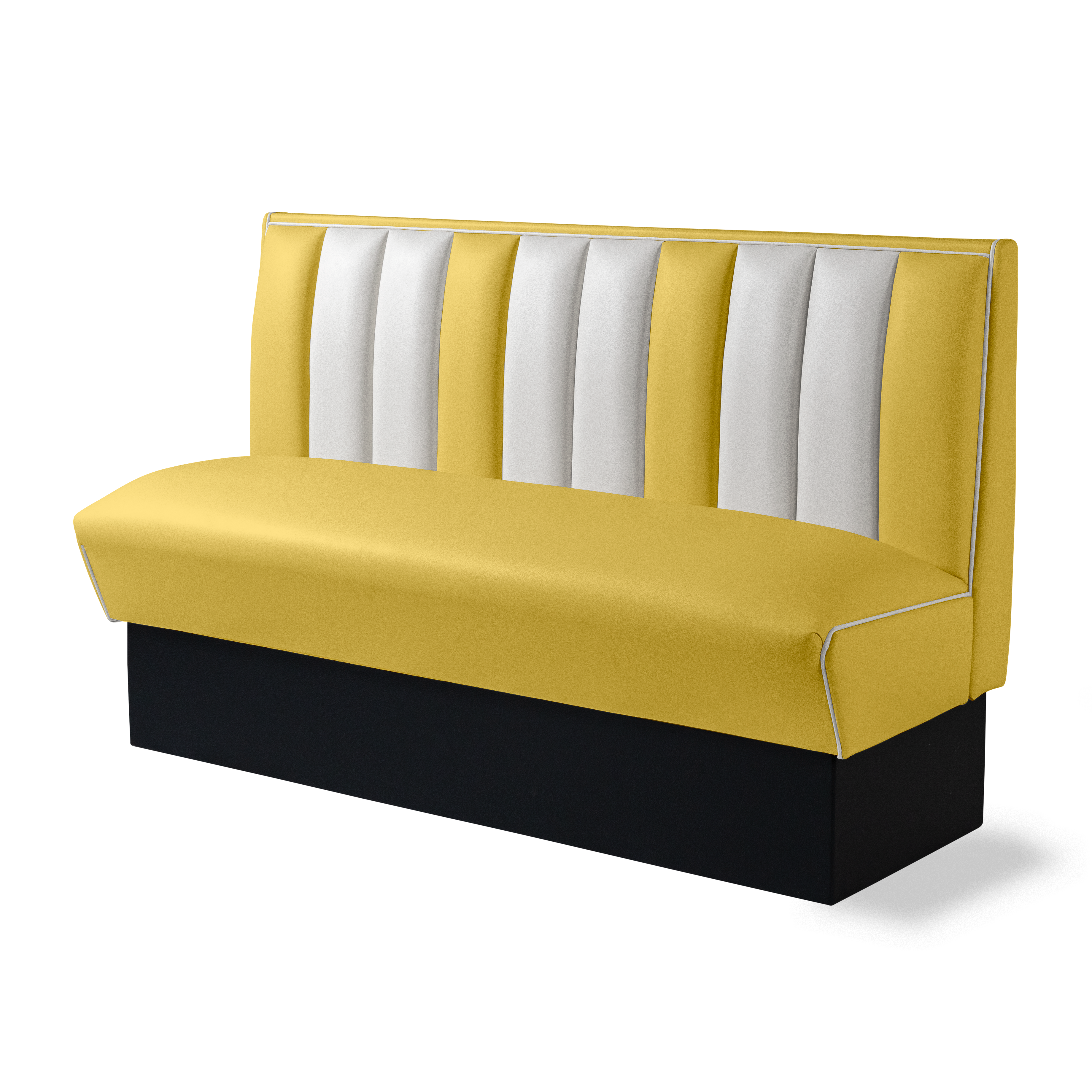 Banquette Booth 150cm - Dossier Cannelé - Liseré Blanc coloris Jaune