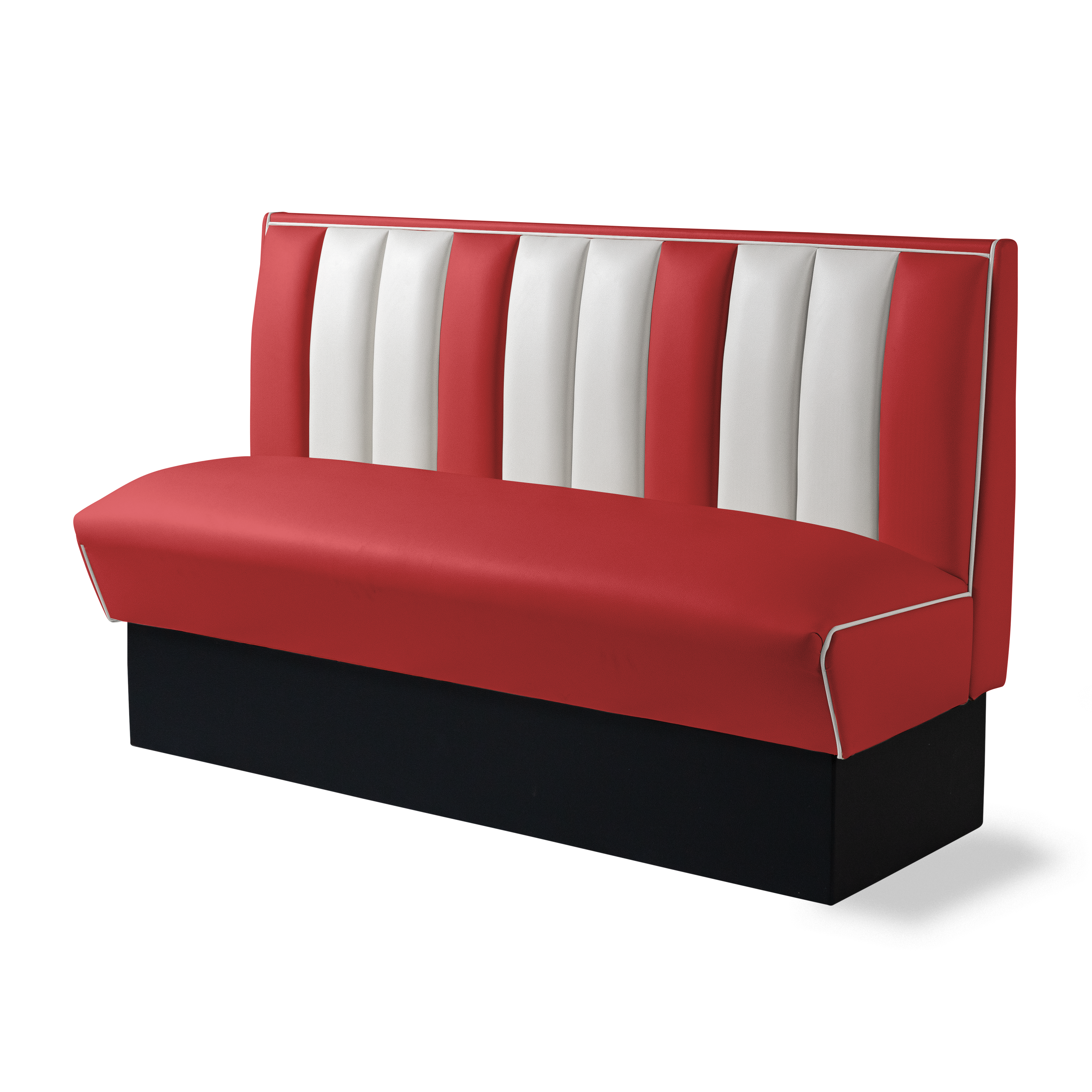 Banquette Booth 150cm - Dossier Cannelé - Liseré Blanc coloris Rouge