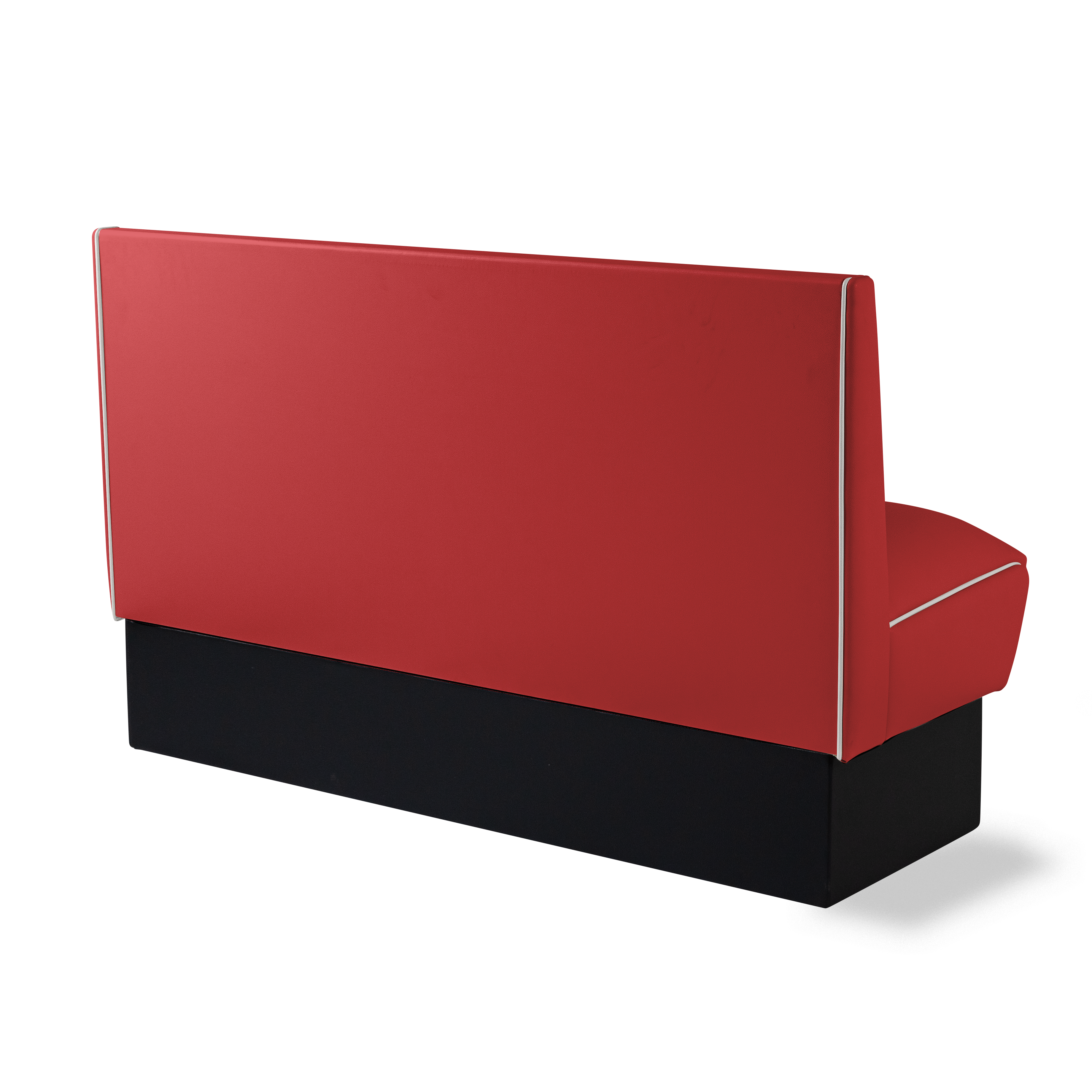 Banquette Booth 150cm - Dossier Cannelé - Liseré Blanc coloris Rouge - vue arrière
