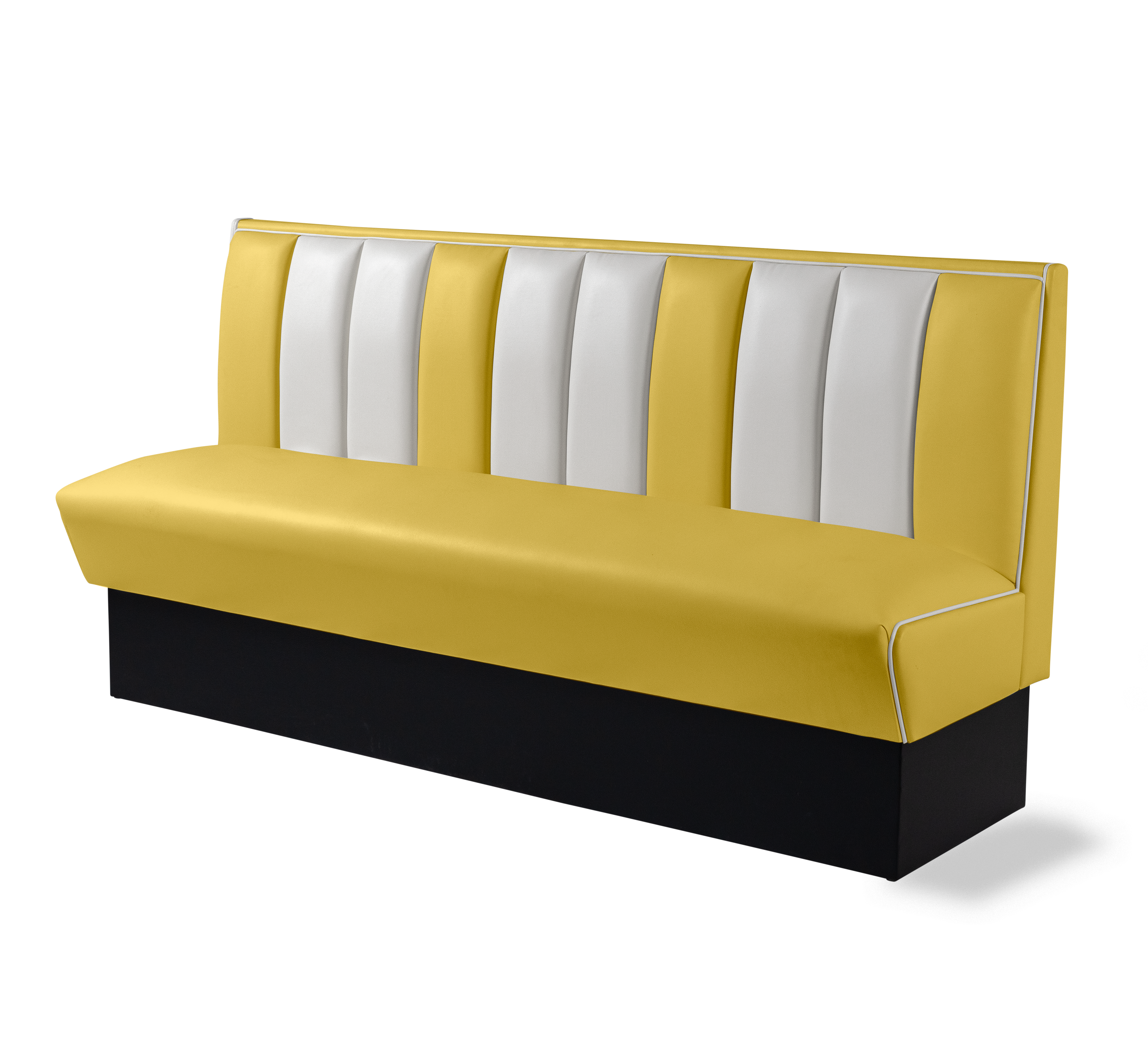 Banquette Booth 180cm - Dossier Cannelé - Liseré Blanc coloris Jaune