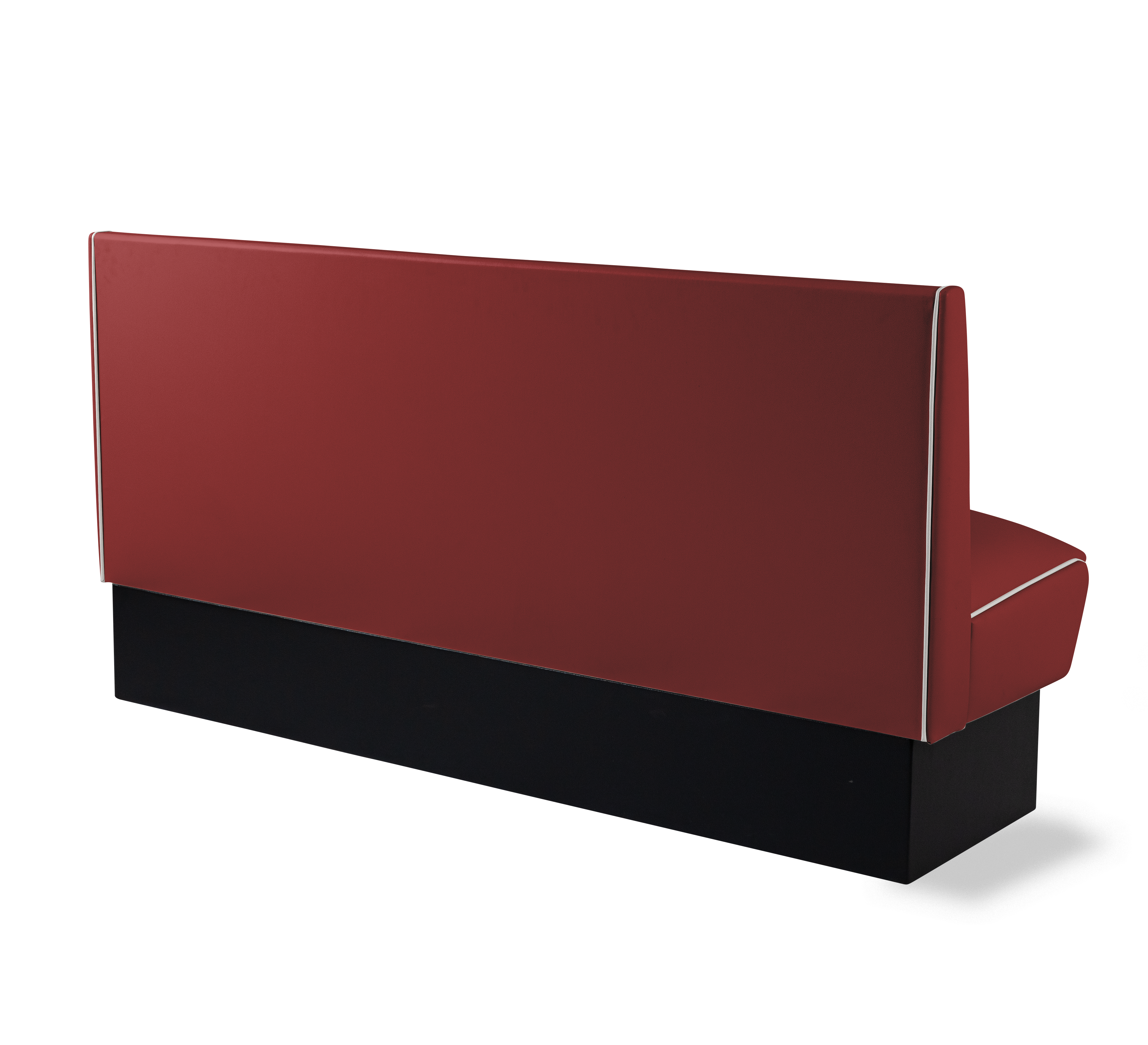 Banquette Booth 180cm - Dossier Cannelé - Liseré Blanc coloris Rouge rubis - vue arrière