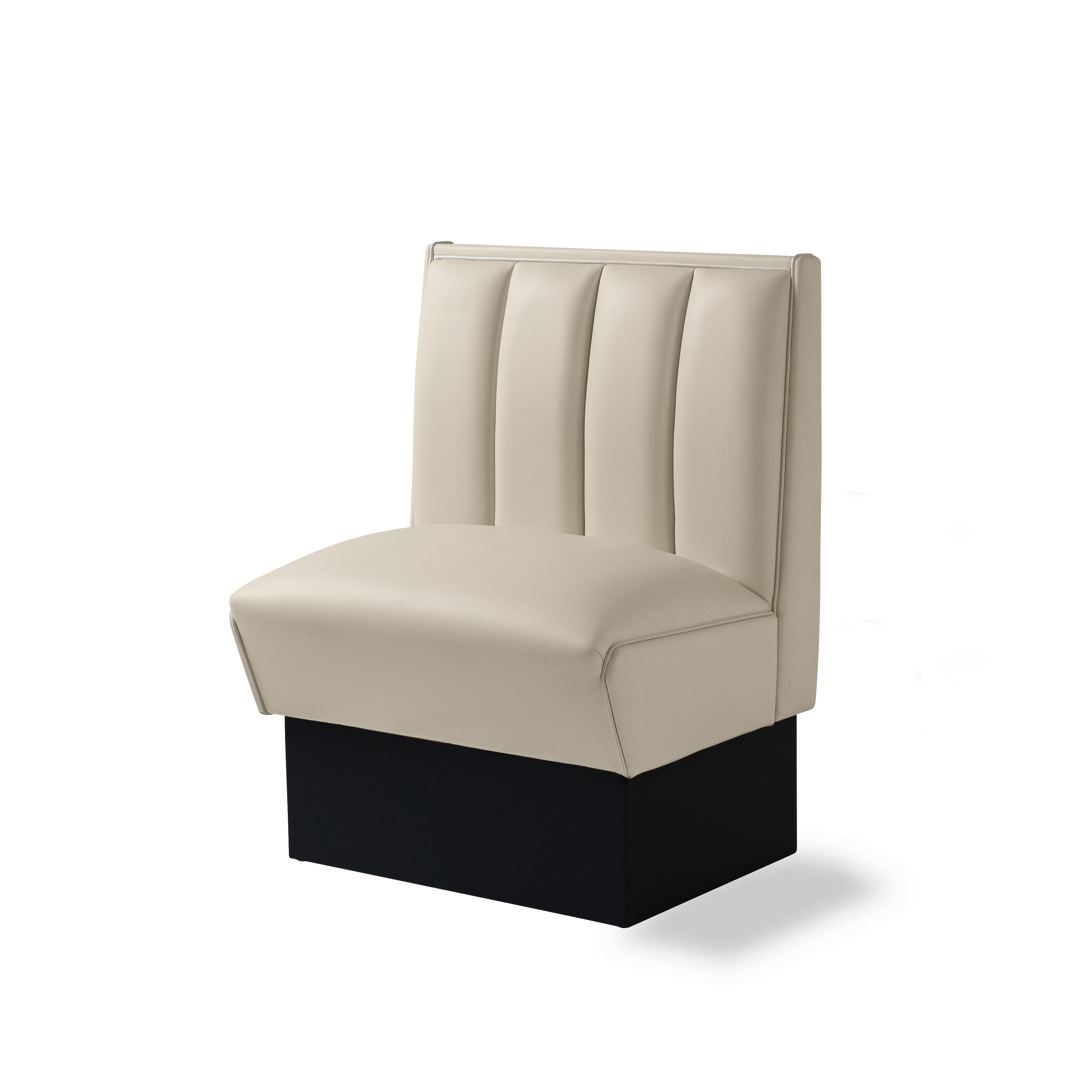 Banquette Booth 70cm - Dossier Cannelé - Liseré Blanc coloris Blanc cassé