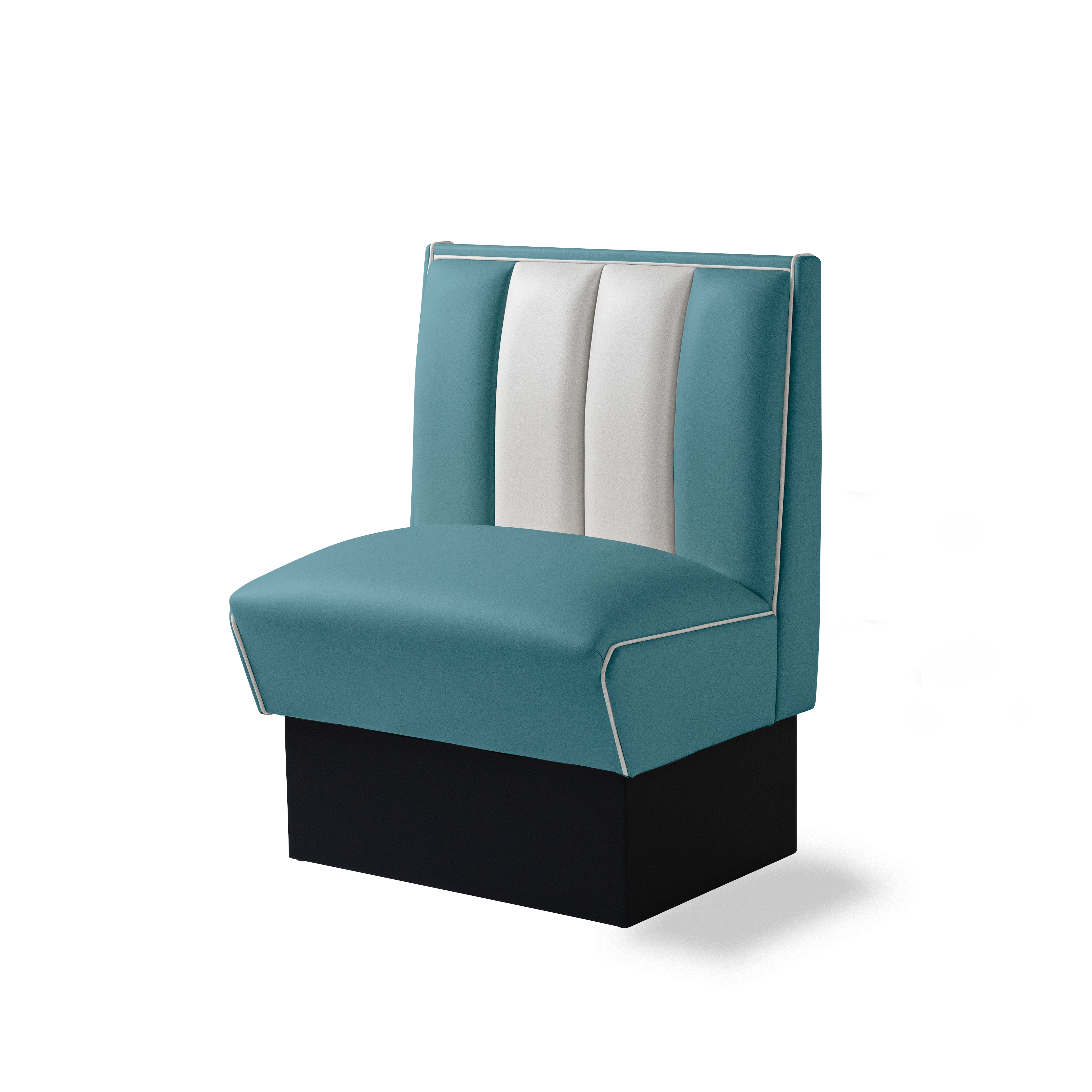 Banquette Booth 70cm - Dossier Cannelé - Liseré Blanc coloris Bleu