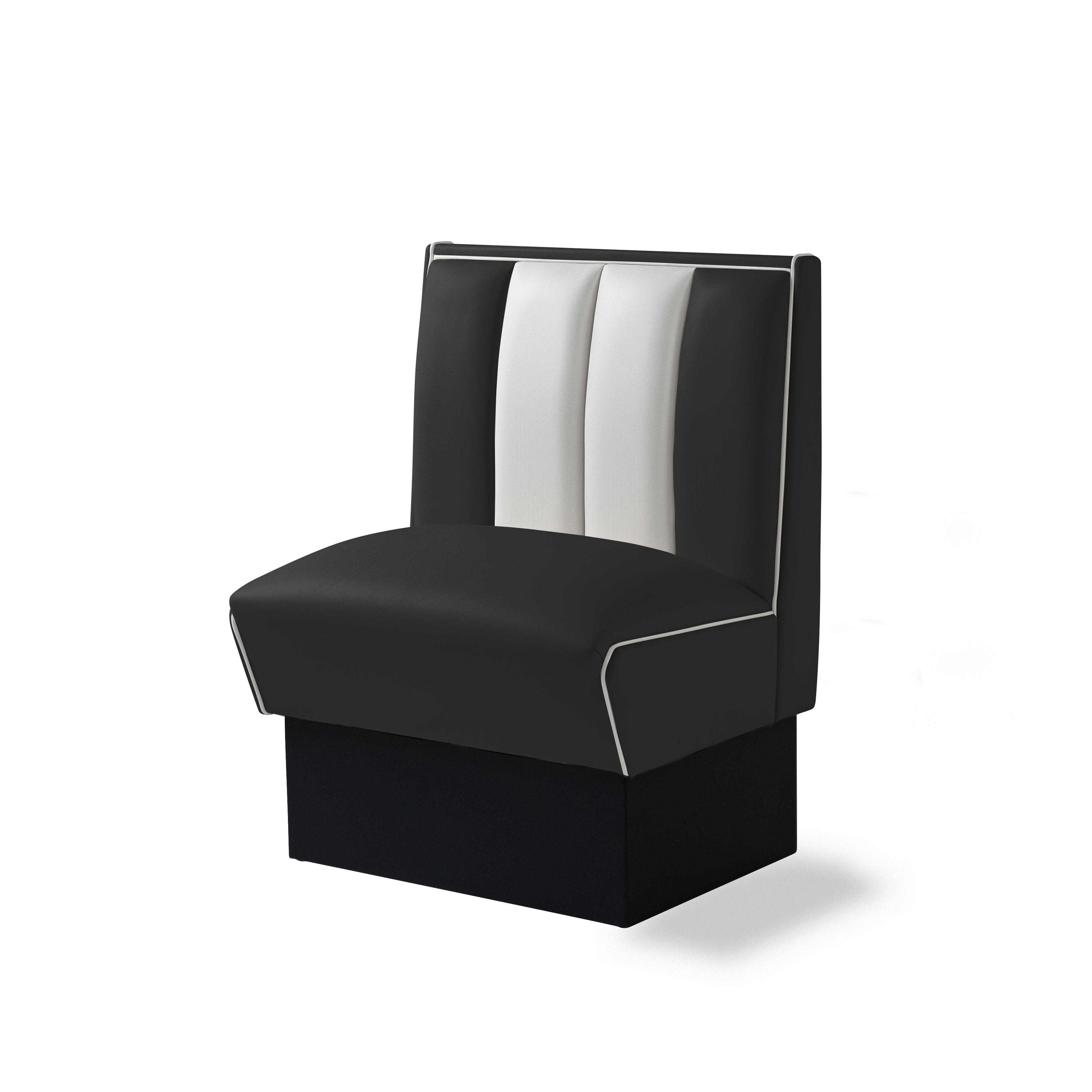Banquette Booth 70cm - Dossier Cannelé - Liseré Blanc coloris Noir