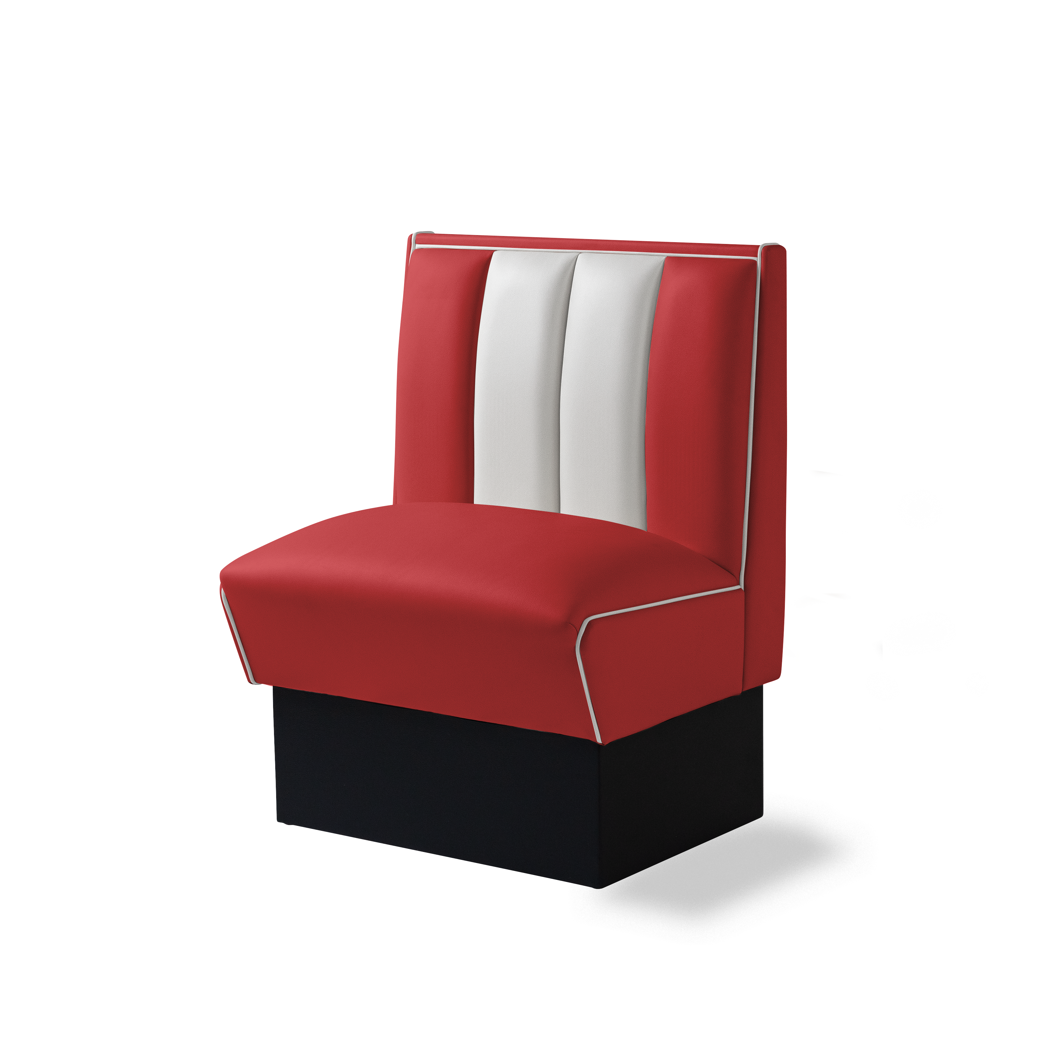 Banquette Booth 70cm - Dossier Cannelé - Liseré Blanc coloris Rouge