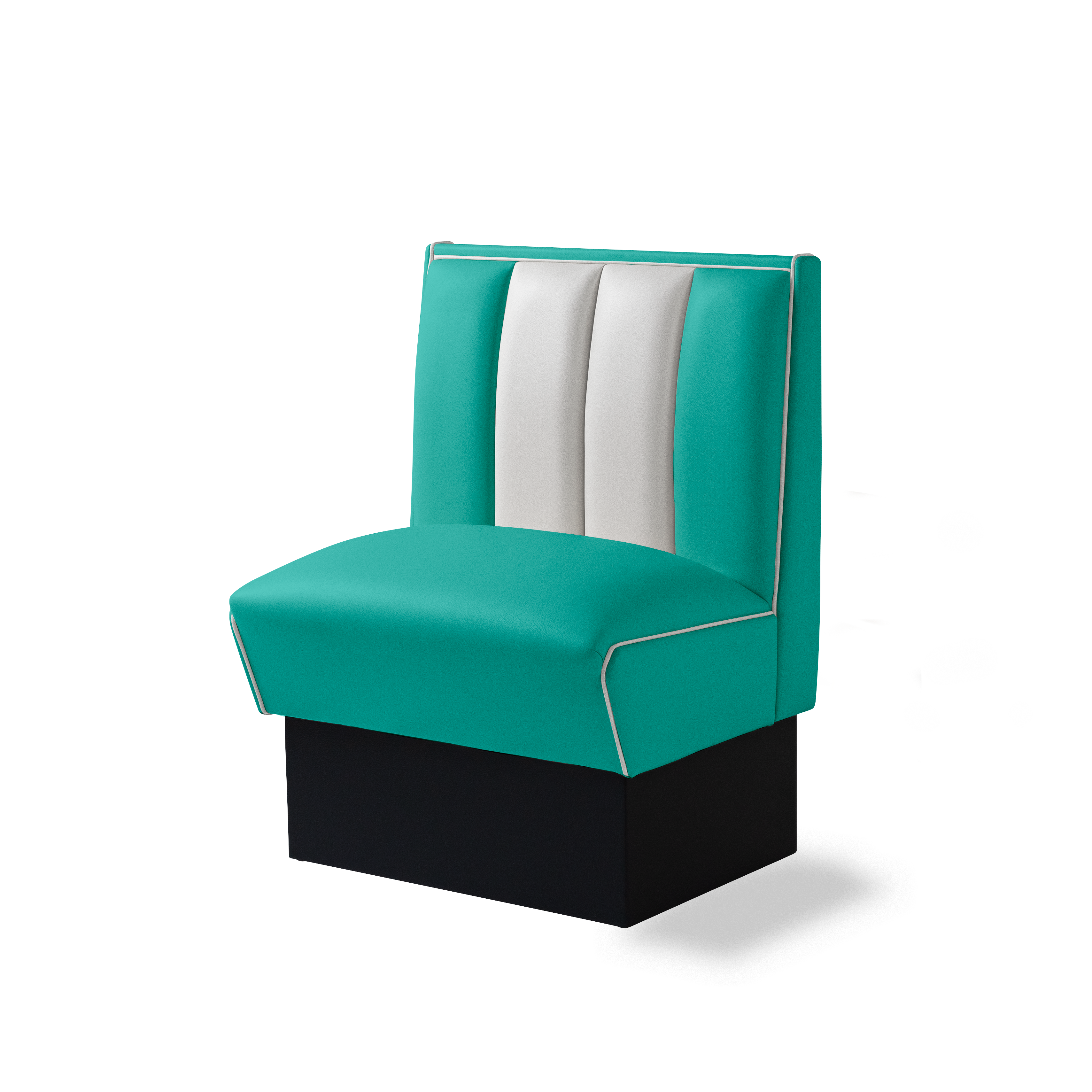 Banquette Booth 70cm - Dossier Cannelé - Liseré Blanc coloris Turquoise