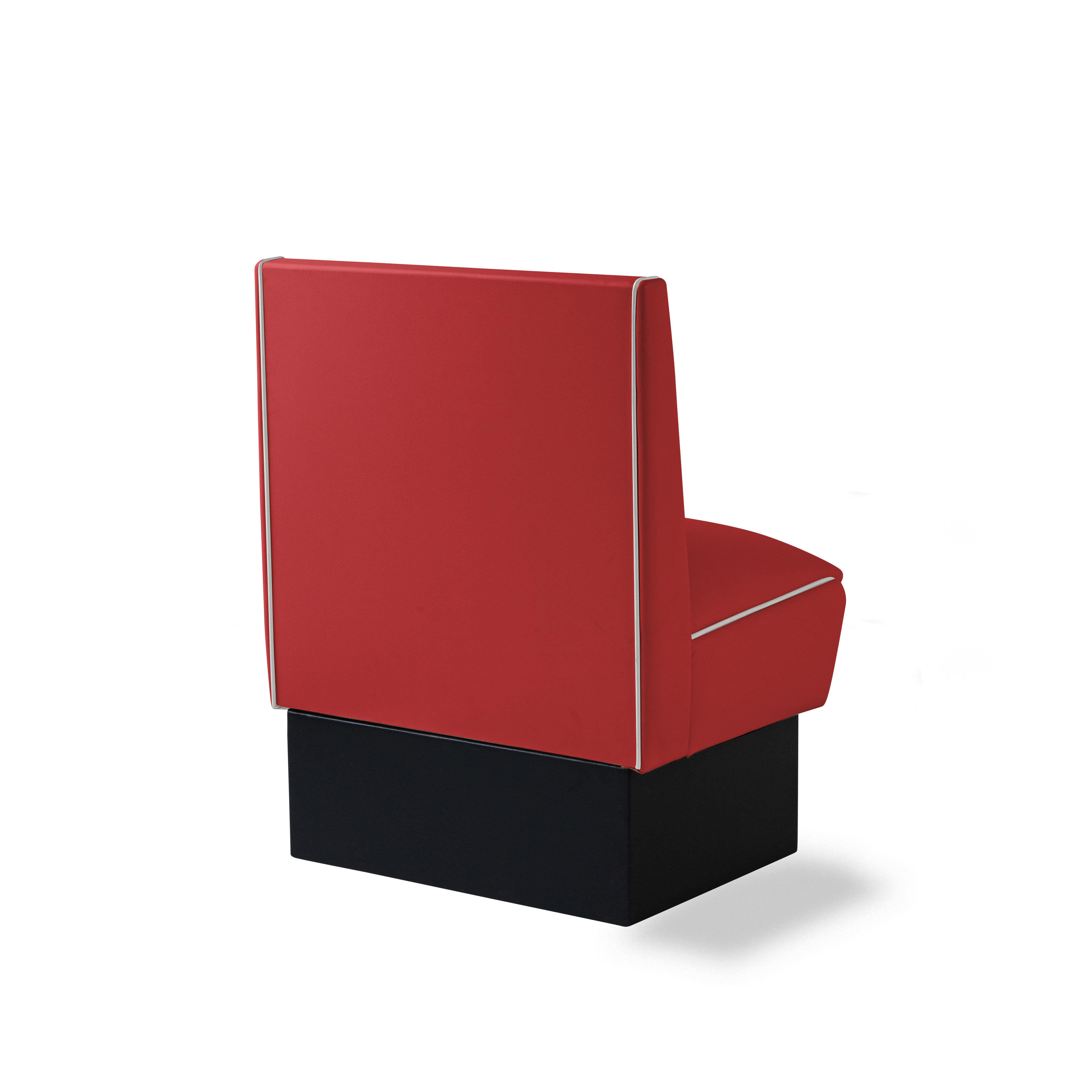 Banquette Booth 70cm - Dossier Cannelé - Liseré Blanc coloris Rouge - vue arrière