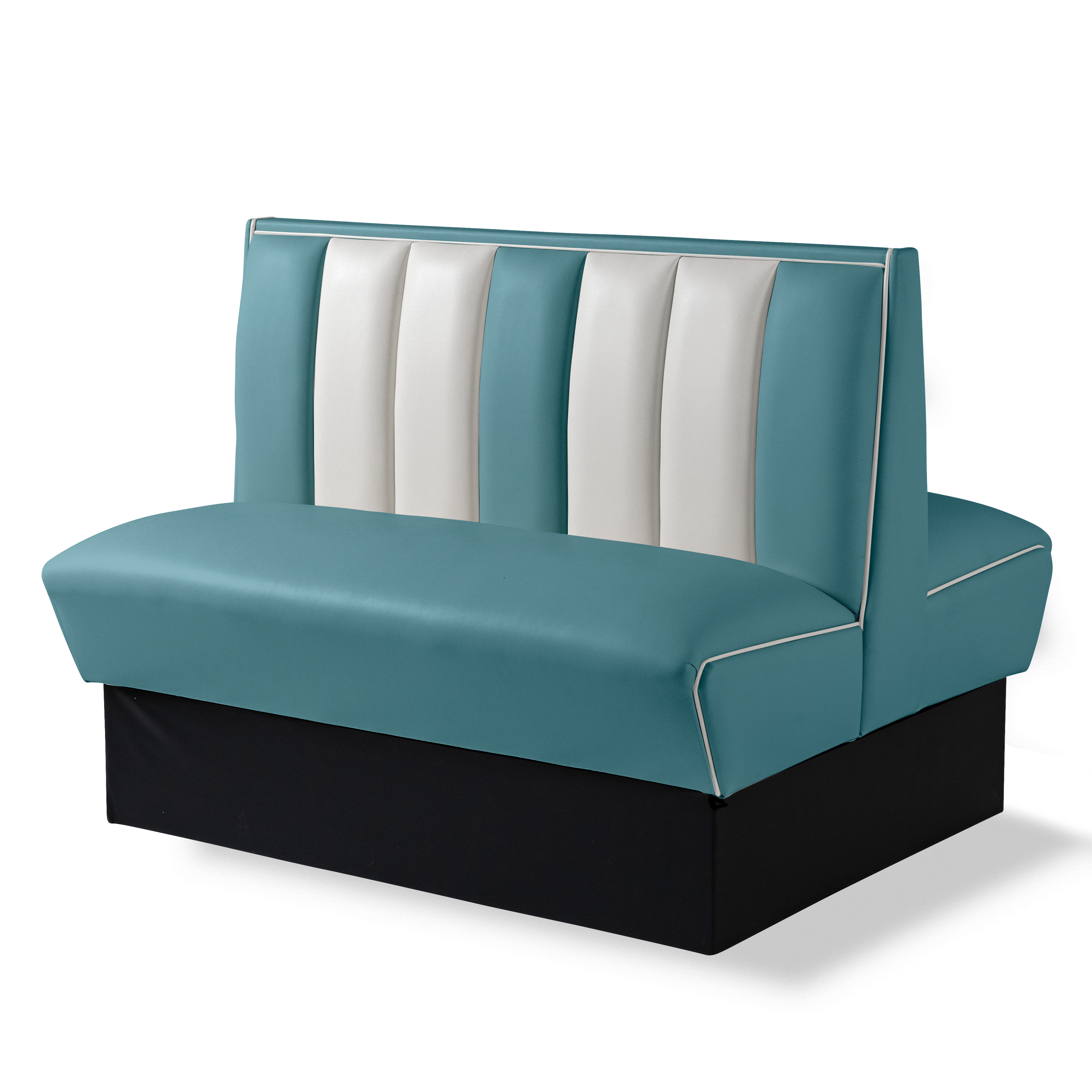 Banquette Booth Double 120cm - Dossier Cannelé - Liseré Blanc coloris Bleu