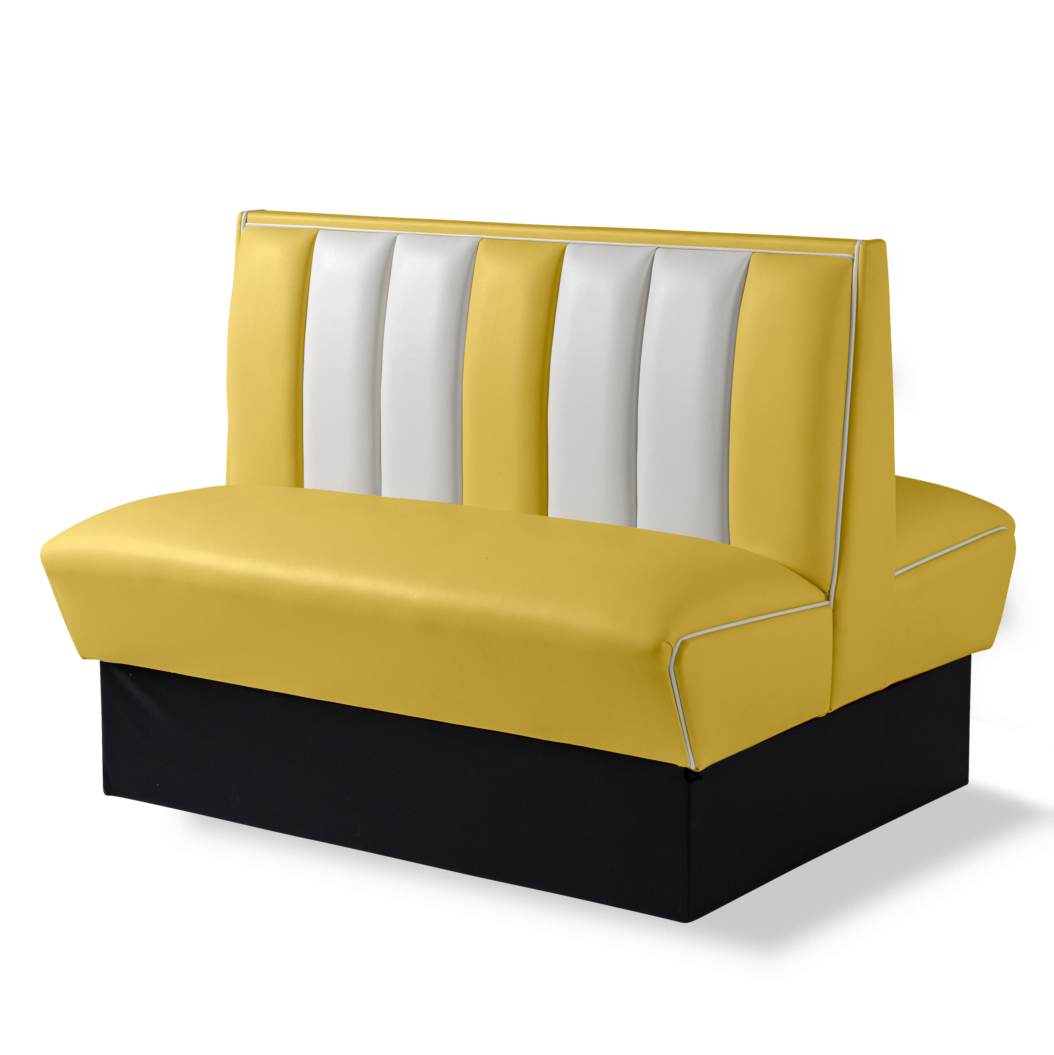 Banquette Booth Double 120cm - Dossier Cannelé - Liseré Blanc coloris Jaune