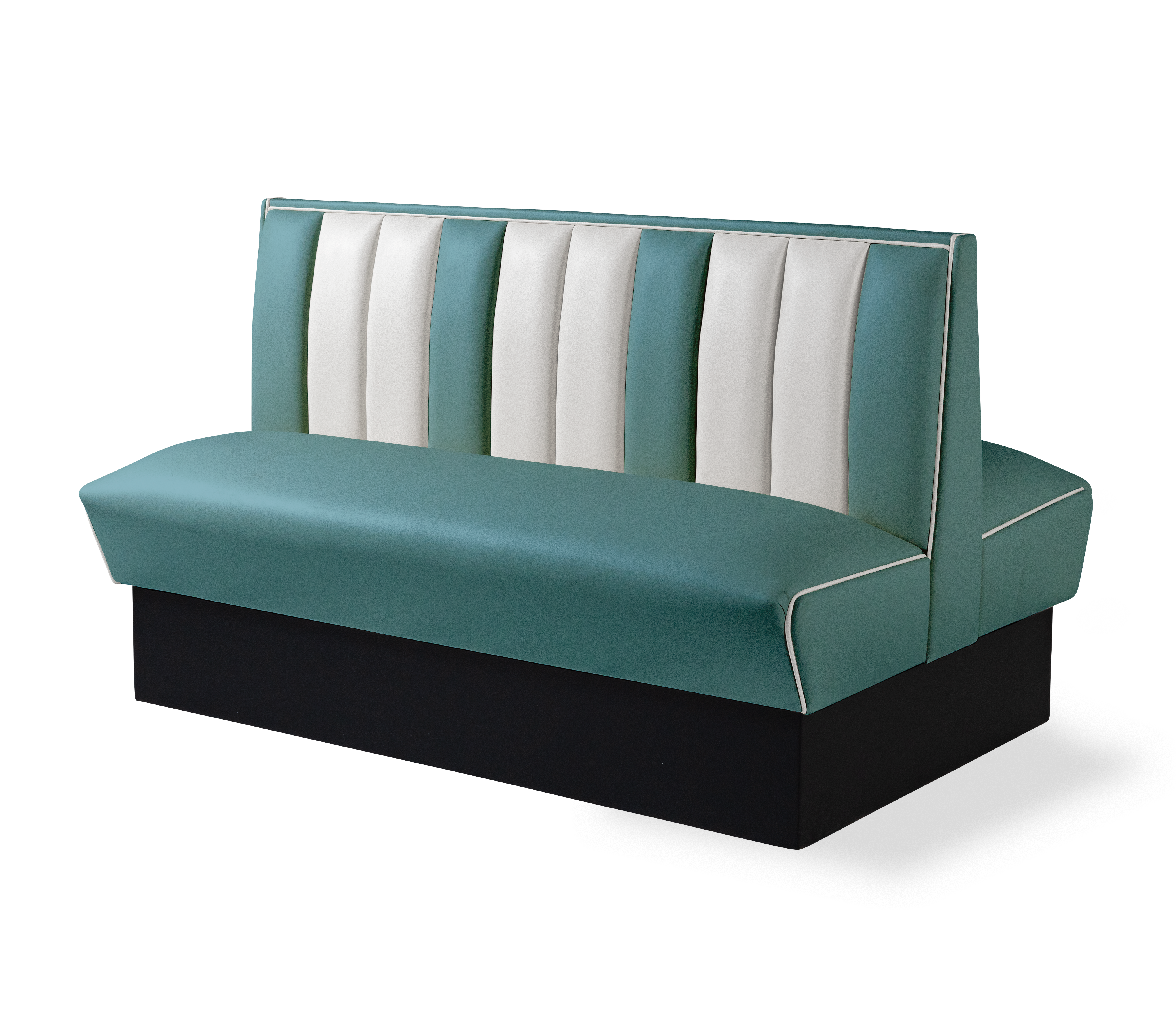 Banquette Booth Double 150cm - Dossier Cannelé - Liseré Blanc coloris Bleu - vue arrière