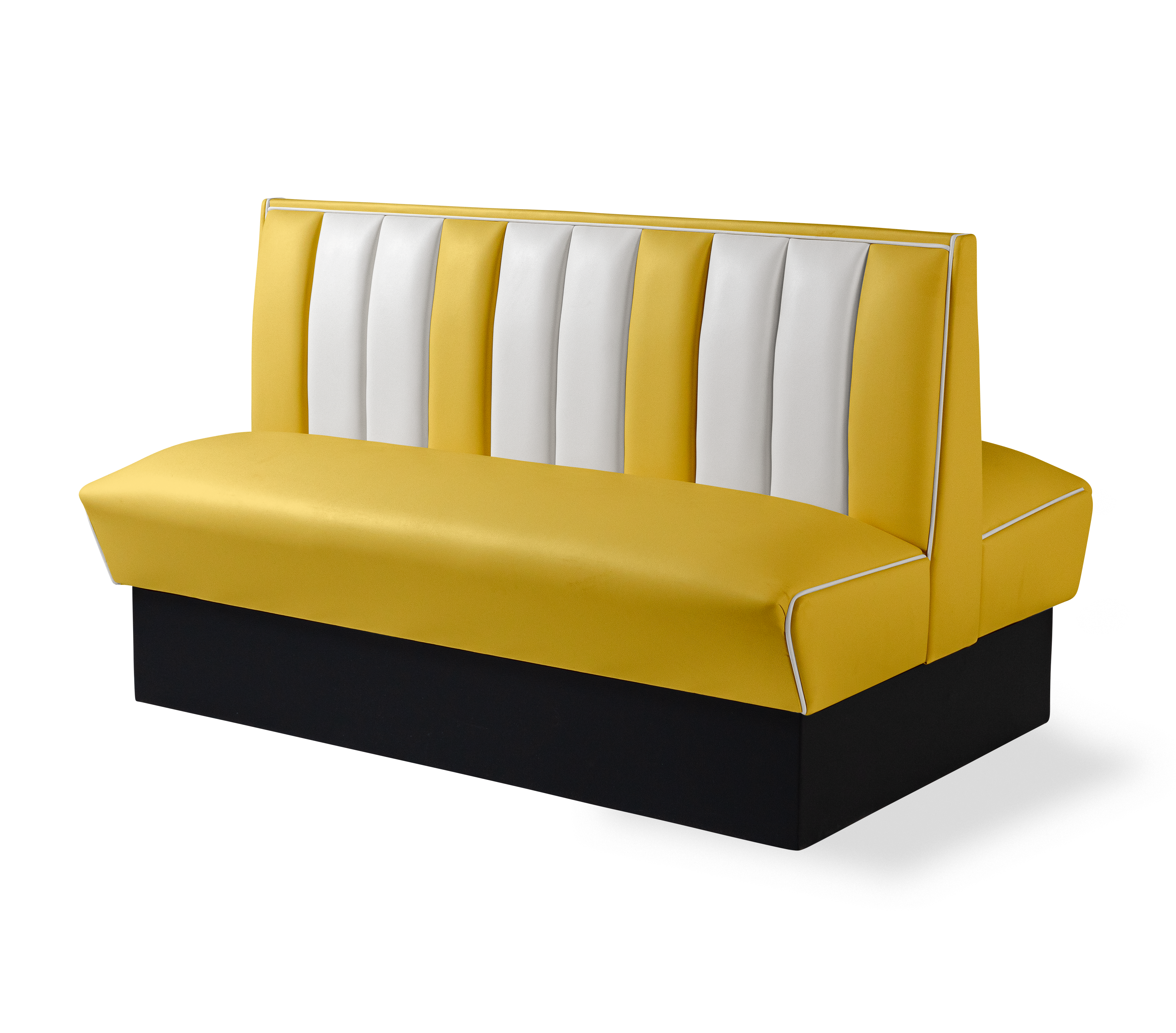 Banquette Booth Double 150cm - Dossier Cannelé - Liseré Blanc coloris Jaune - vue arrière