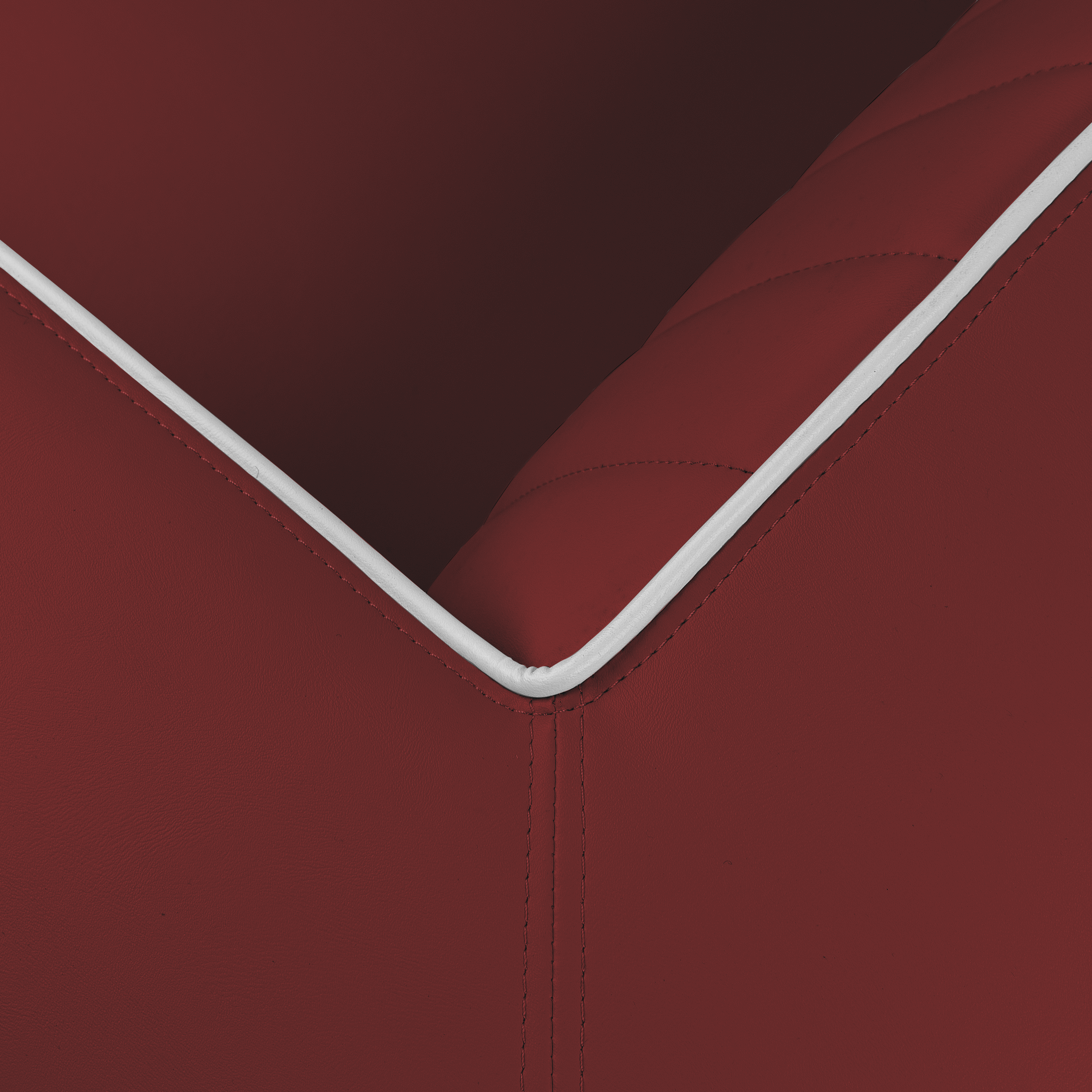 Delucas - Dossier Cannelé - Liseré Blanc coloris Rouge rubis - détail couture