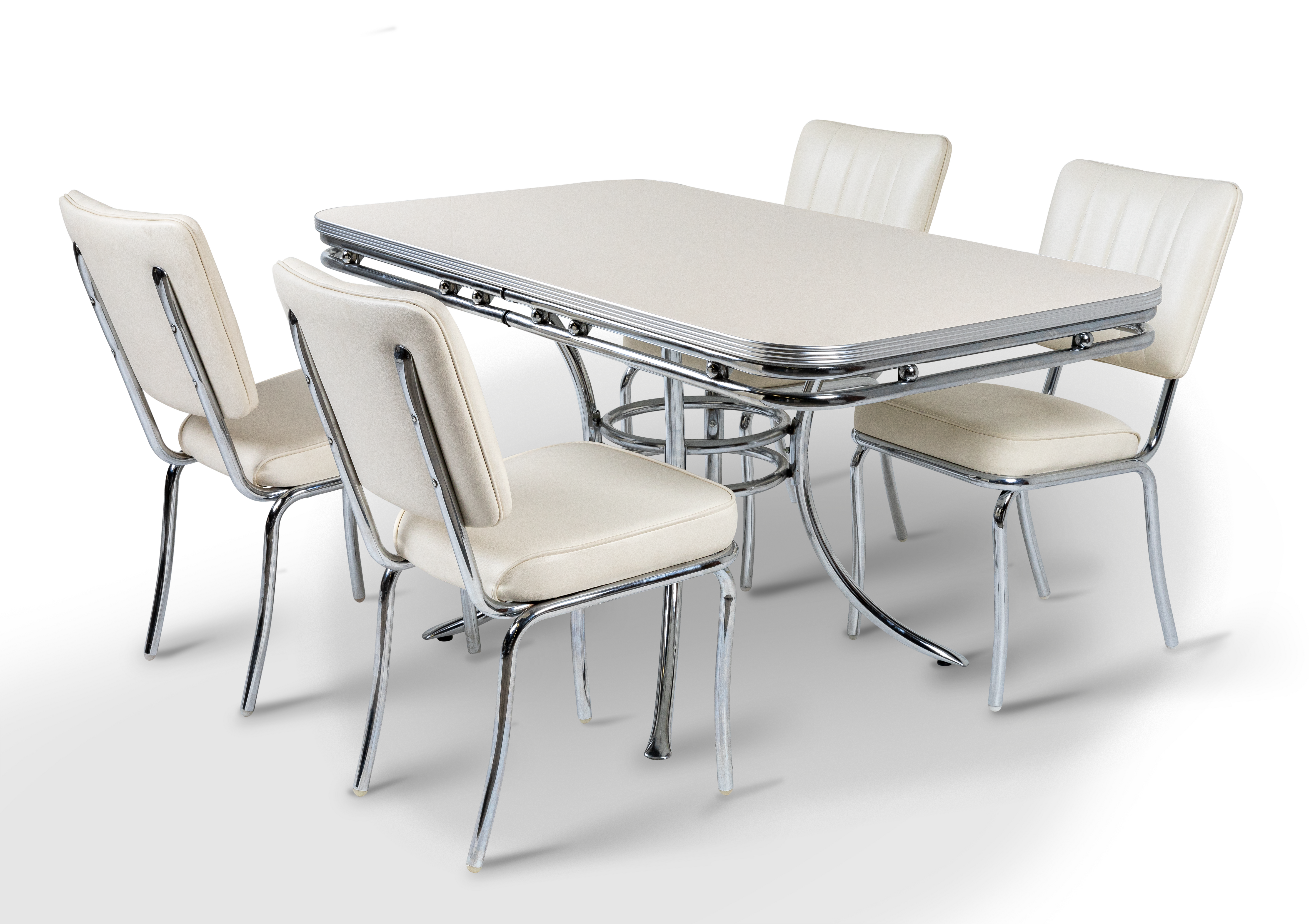 Ensemble table et chaises style diner américain rétro chrome