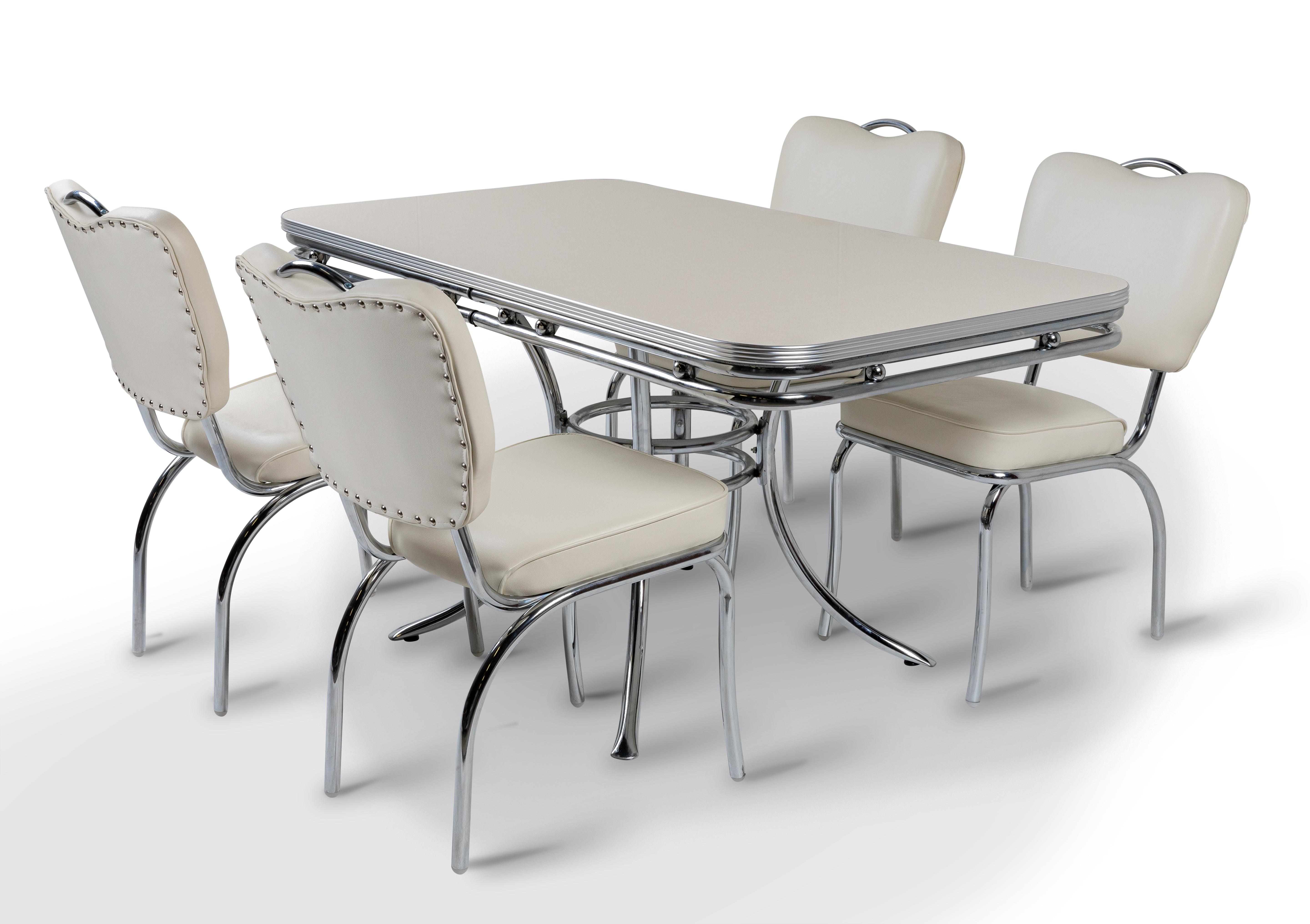 Ensemble table et chaises style diner américain rétro chrome