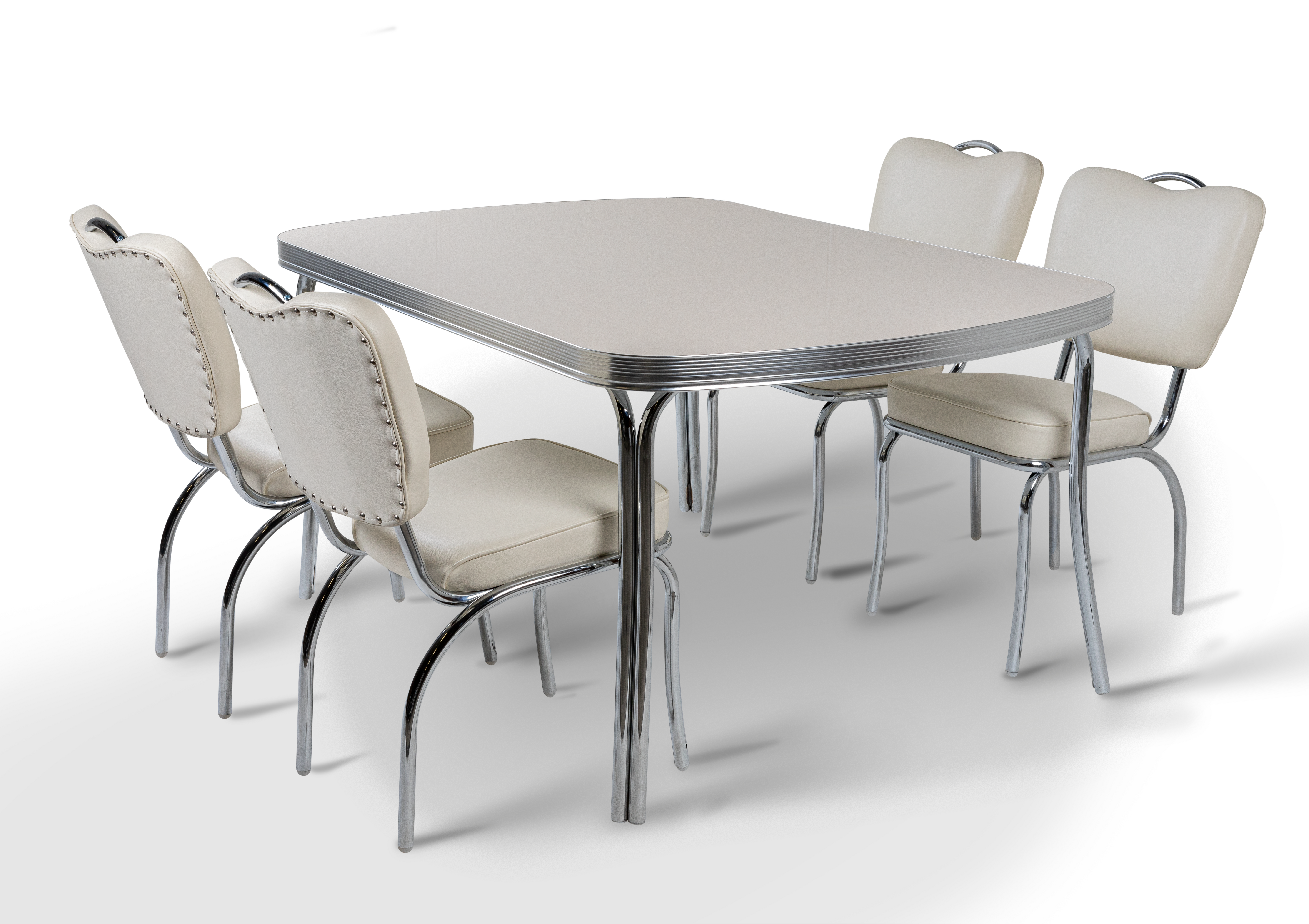 Ensemble table et chaises style diner américain rétro chrome