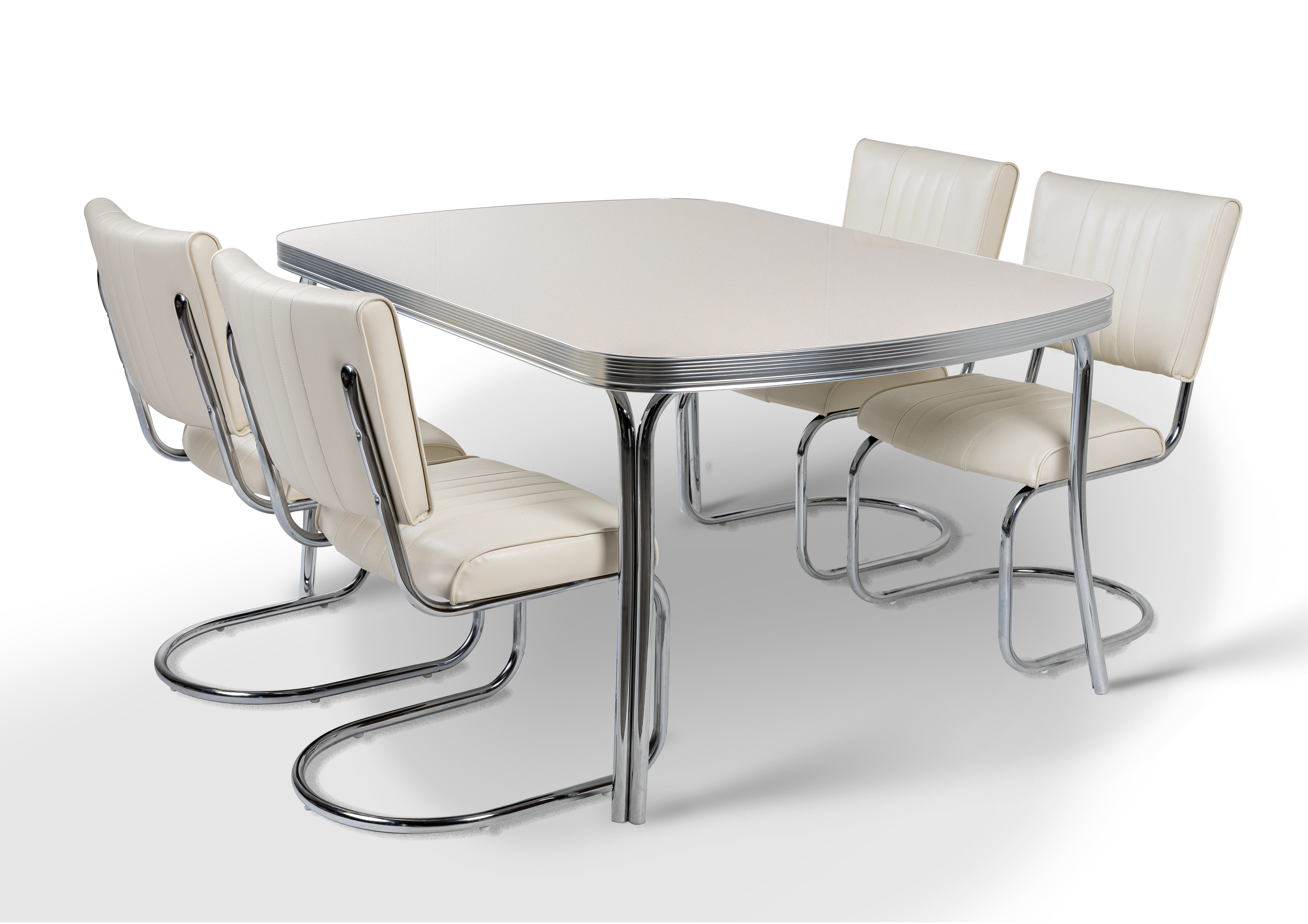 Ensemble table et chaises style diner américain rétro chrome